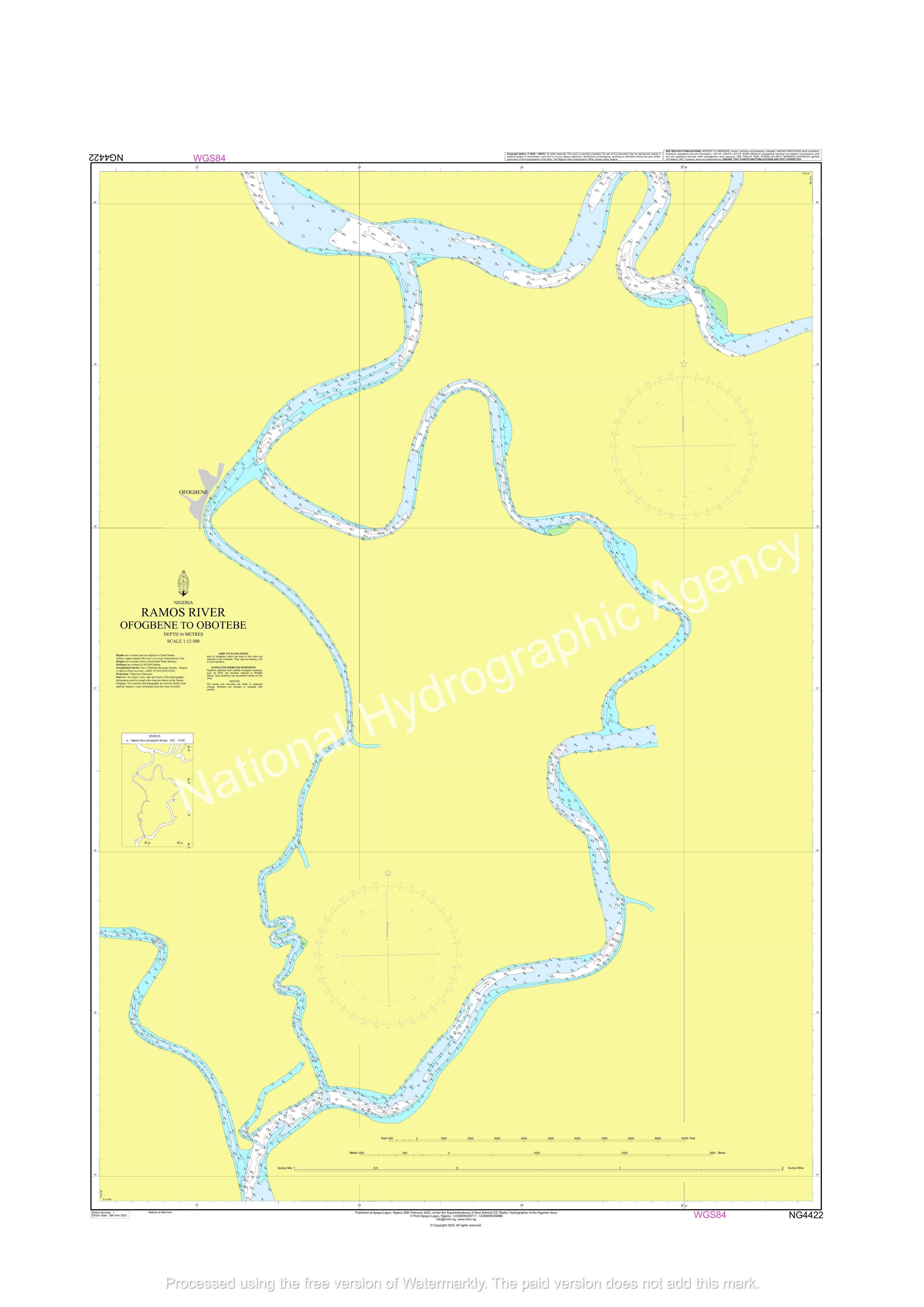 Nigerian Nautical Chart NG4422 - RAMOS RIVER: OFOGBENE TO OBOTEBE
