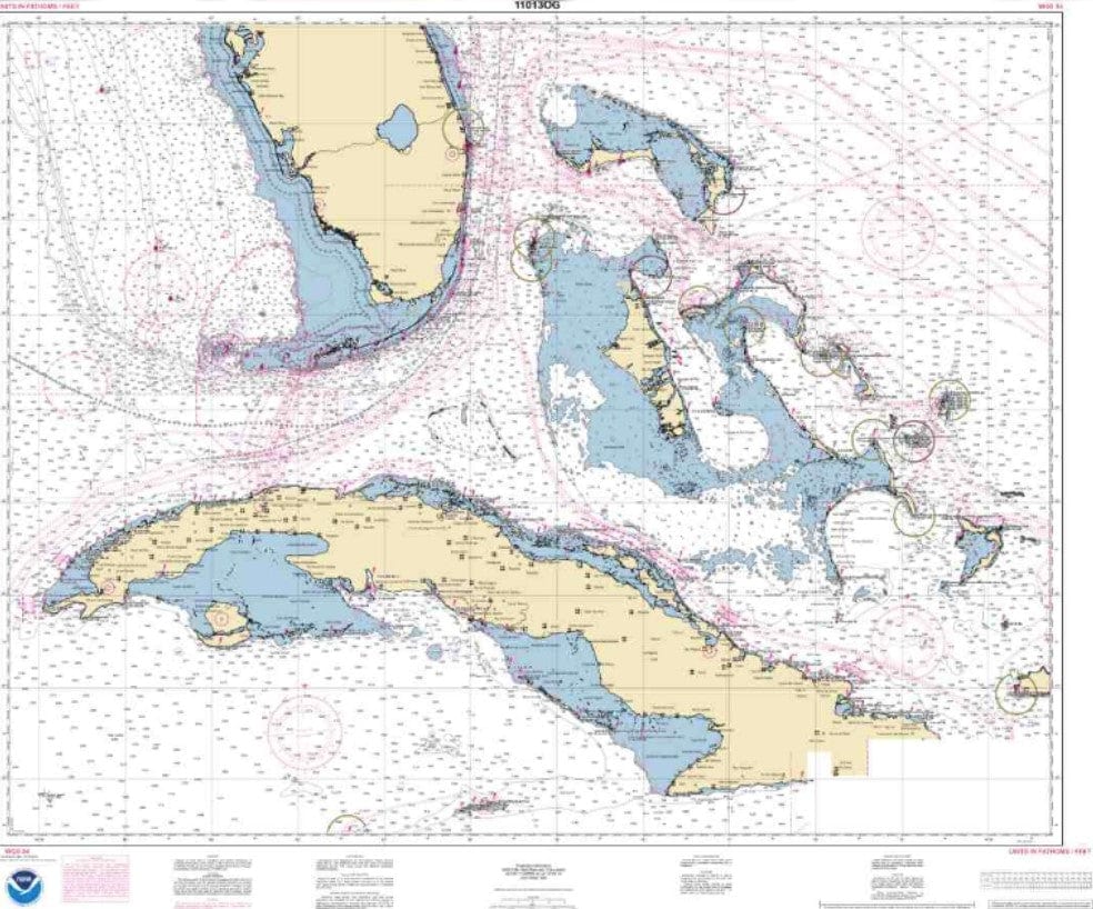 NOAA Nautical Chart 11013 Straits of Florida and Approaches Amnautical