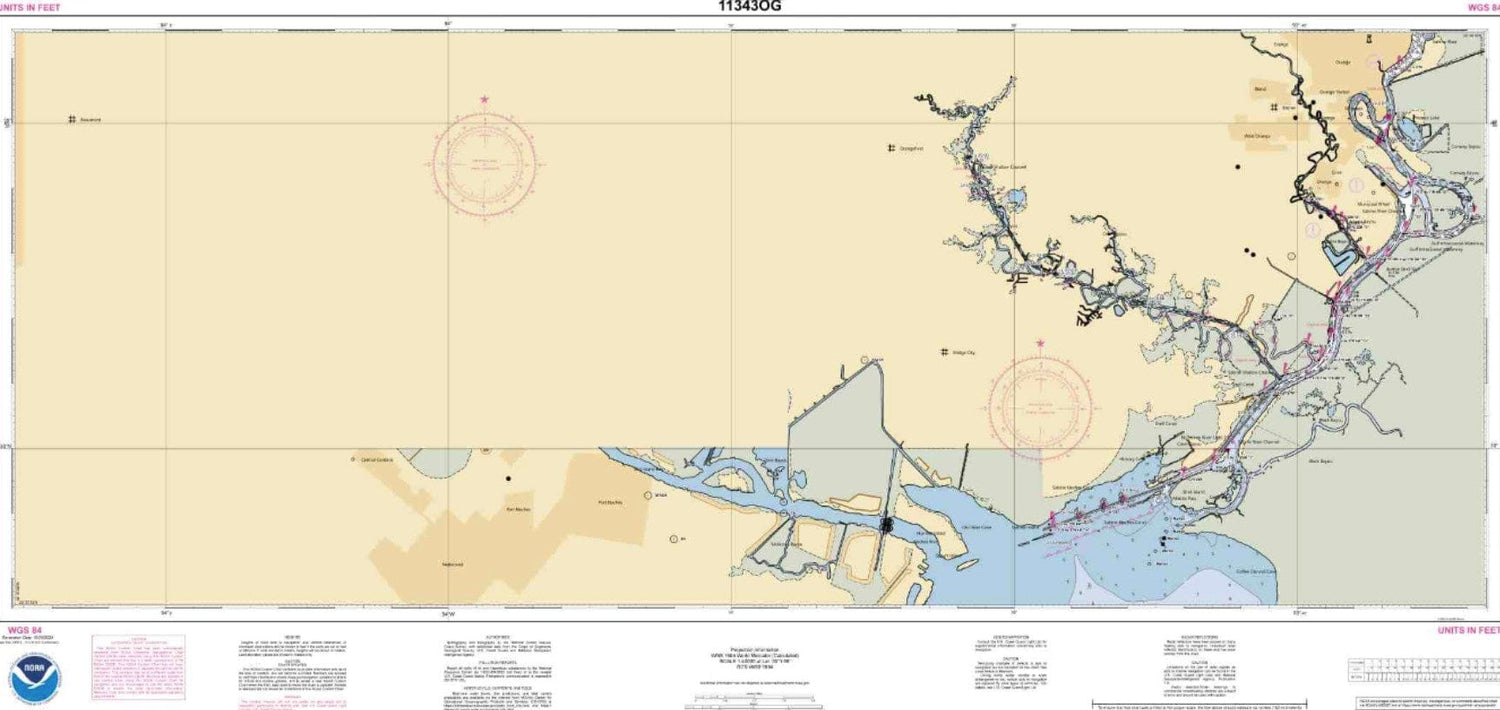NOAA Chart 11343: Sabine & Neches Rivers - Amnautical