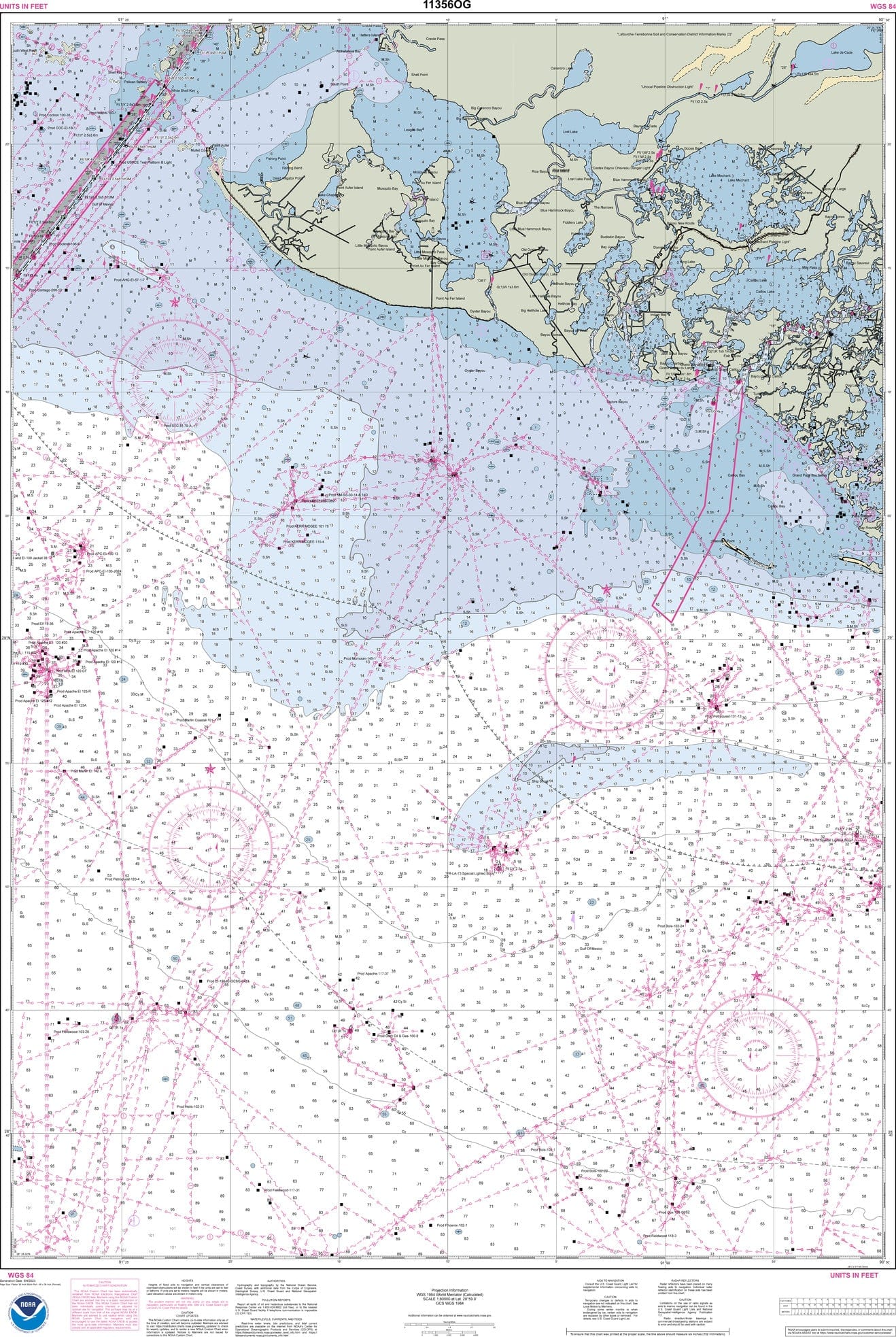 NOAA Nautical Chart 11356: Isles Dernieres to Point au Fer - Amnautical