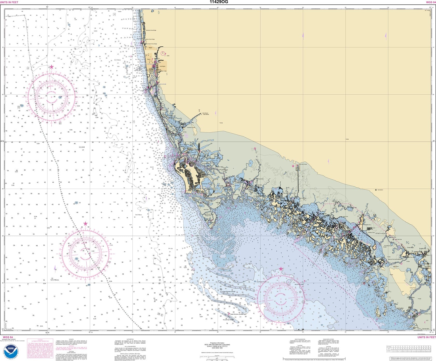 NOAA Chart 11429 Naples & Everglades Amnautical