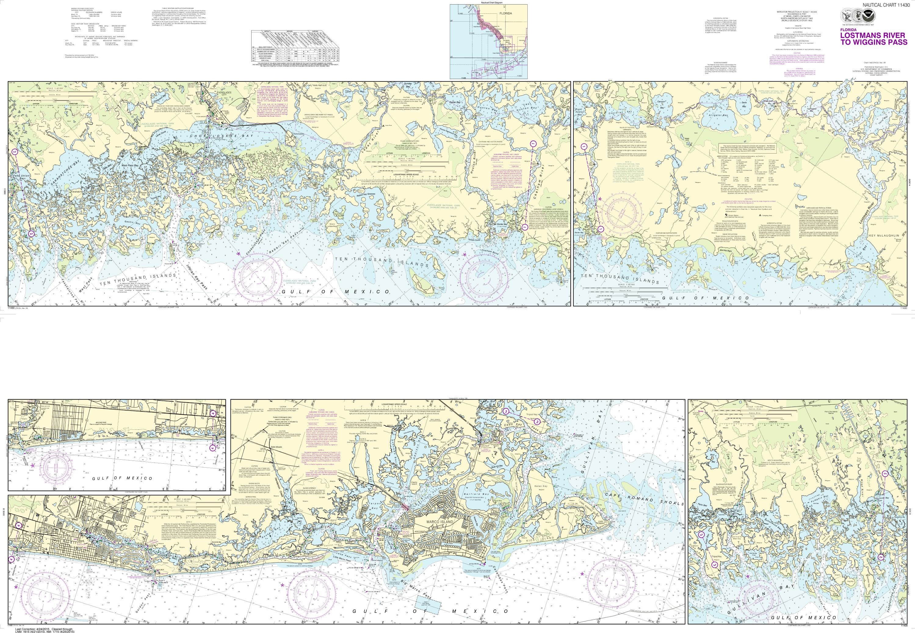 NOAA Nautical Chart 11430: Lostmans River to Wiggins Pass