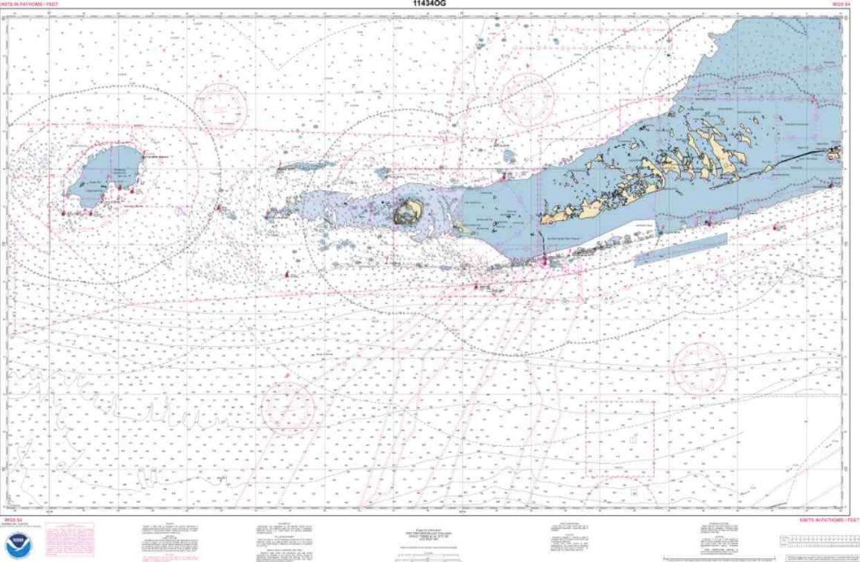NOAA Nautical Chart 11434 Florida Keys Sombrero Key to Dry Tortugas