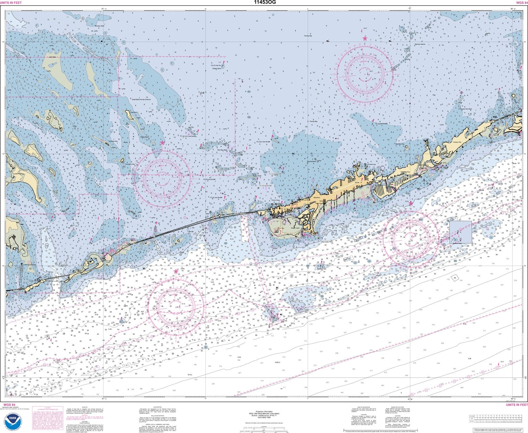 NOAA Nautical Chart 11453: Florida Keys Grassy Key to Bahia Honda Key ...