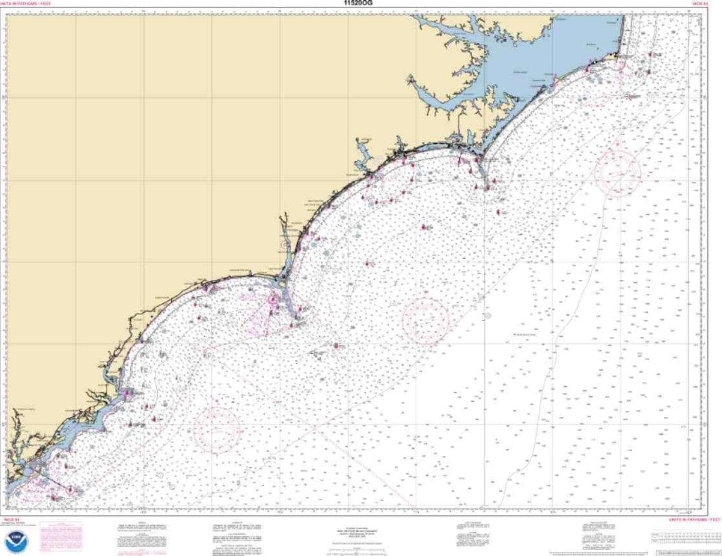 NOAA Nautical Chart 11520 Hatteras to Charleston Amnautical