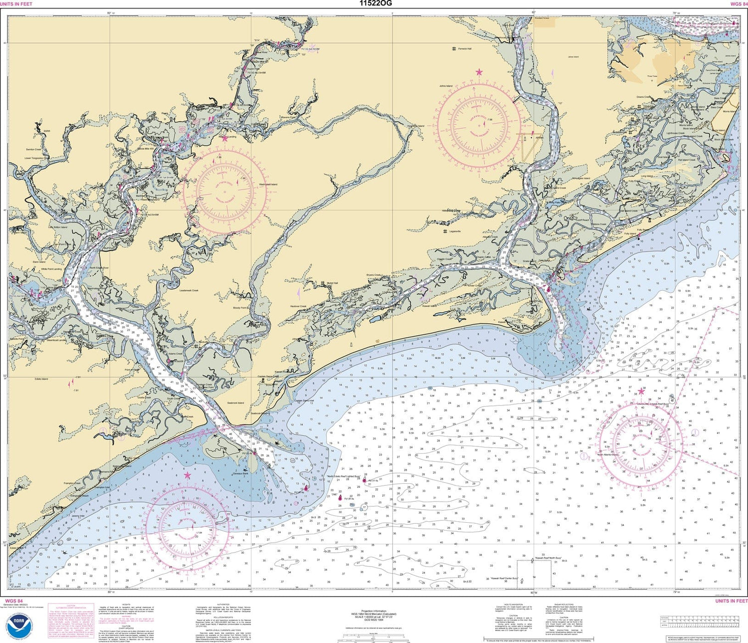 NOAA Nautical Chart 11522: Stono and North Edisto Rivers - Amnautical