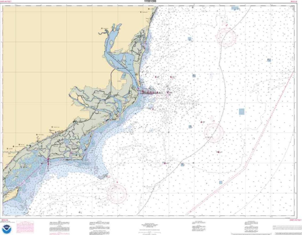 NOAA Nautical Chart 11531 Winyah Bay to Bulls Bay Amnautical