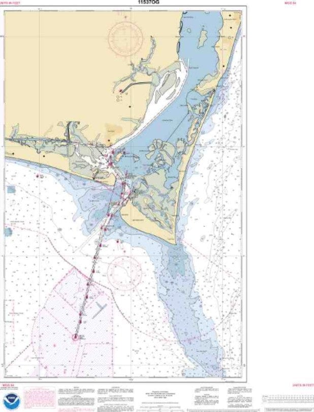 NOAA Chart 11537 Cape Fear River Amnautical