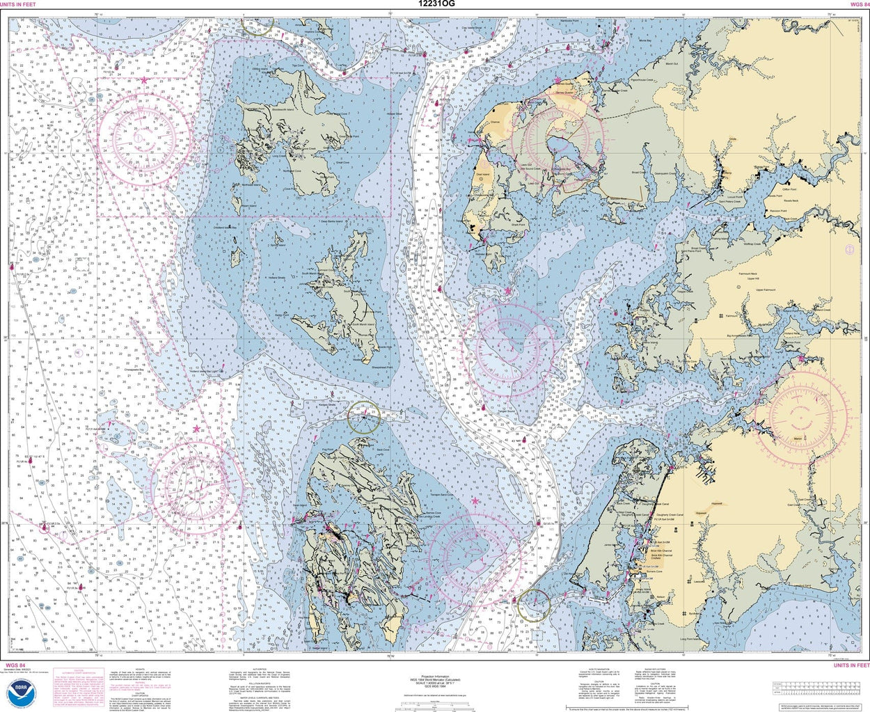 NOAA Nautical Chart 12231: Chesapeake Bay Tangier Sound Northern Part ...