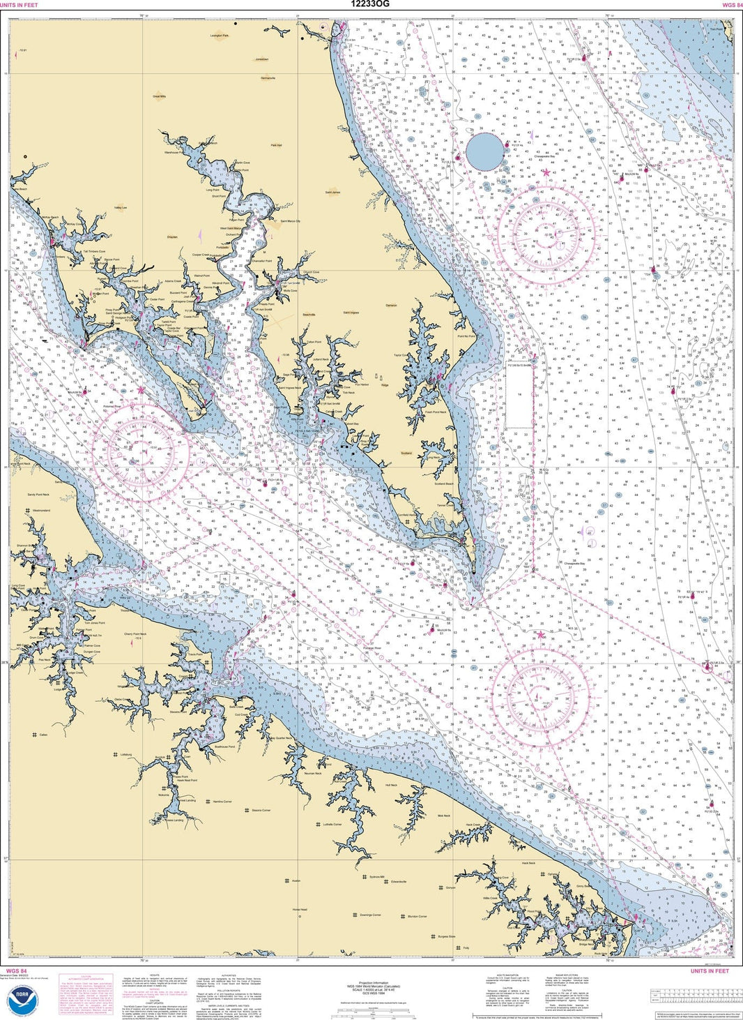 NOAA Nautical Chart 12233 Potomac River Chesapeake Bay to Piney Point