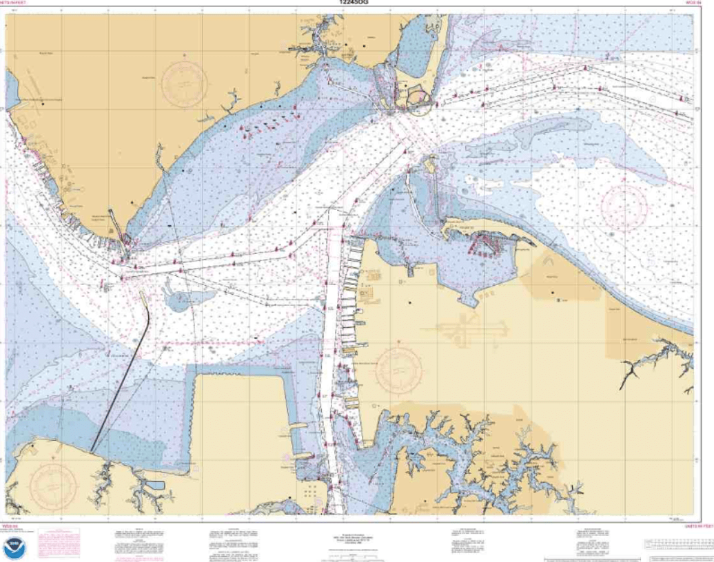 NOAA Nautical Chart 12245 Hampton Roads Amnautical