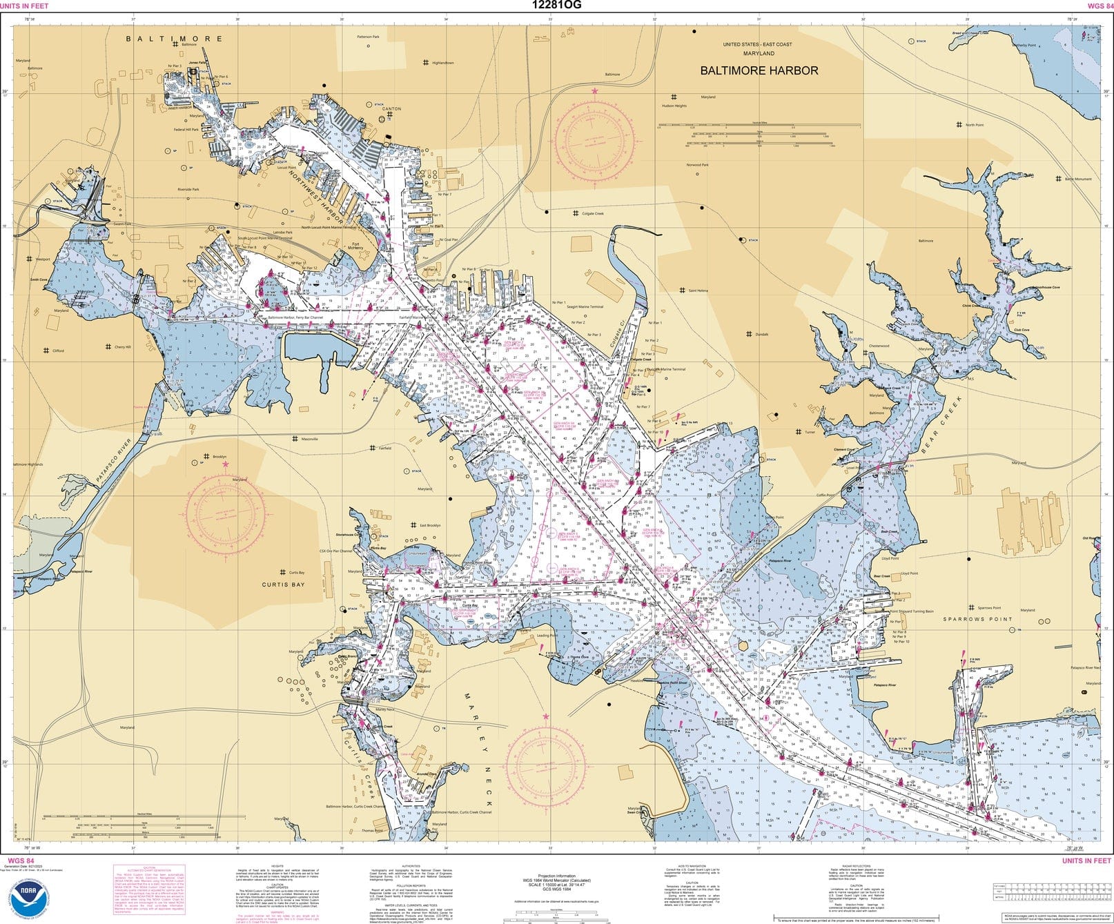 NOAA Nautical Chart 12281: Baltimore Harbor