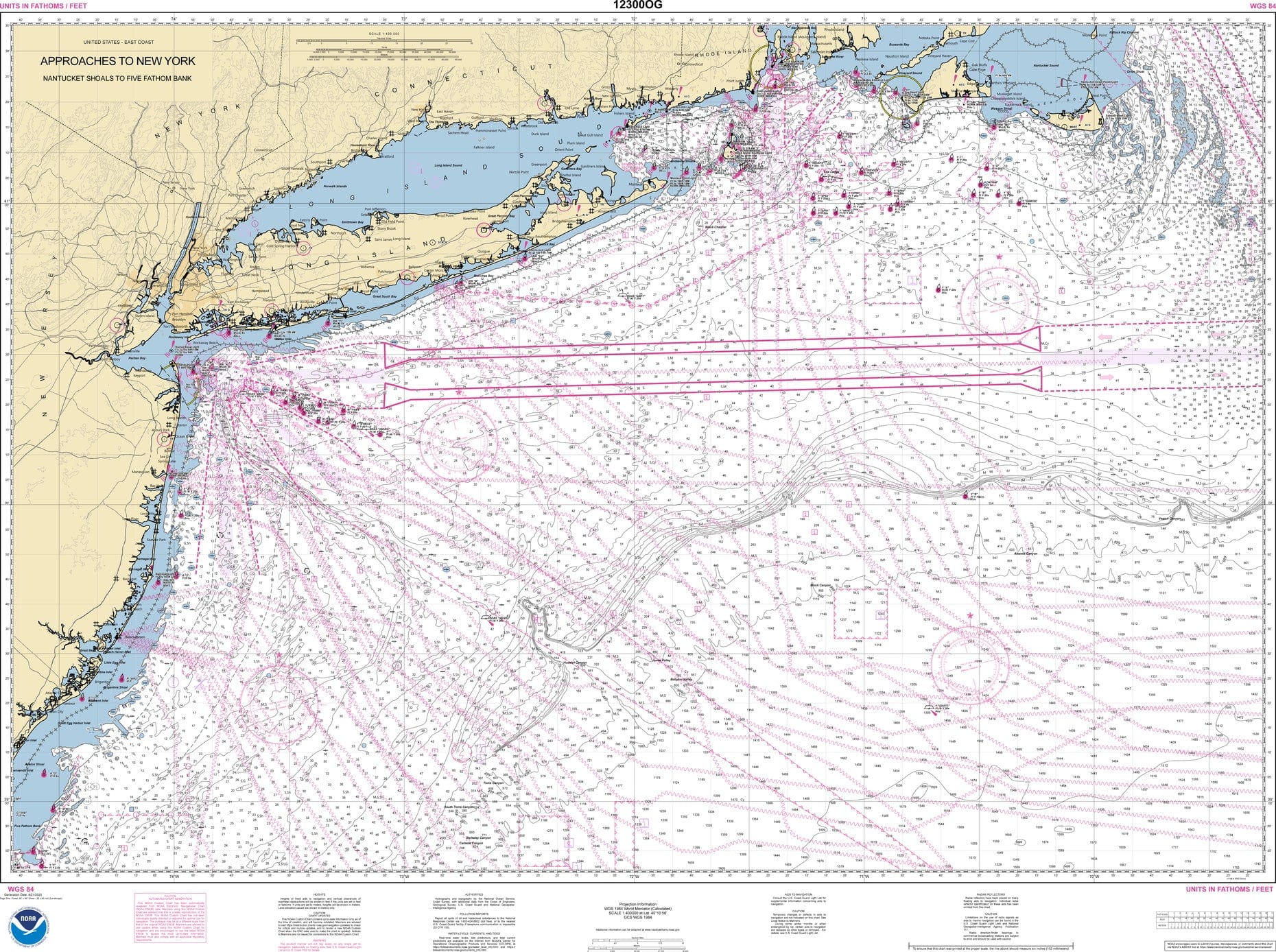 NOAA Nautical Chart 12300: Approaches to New York, Nantucket Shoals to Five Fathom Bank