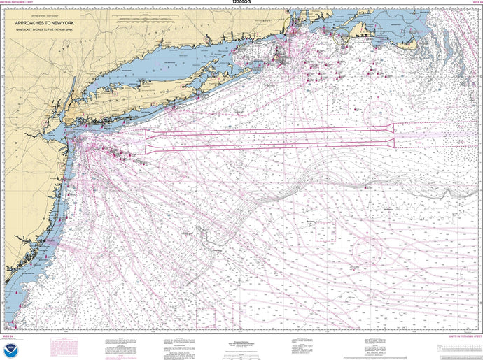 NOAA Nautical Chart 12300: Approaches to New York, Nantucket Shoals to Five Fathom Bank