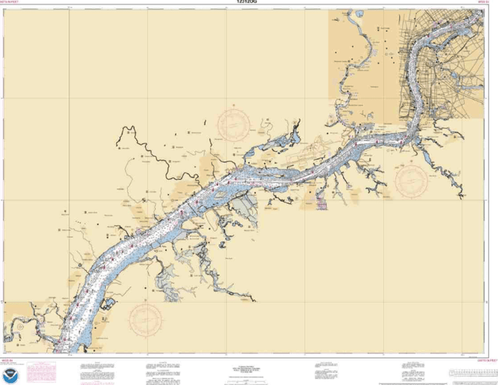 NOAA Nautical Chart 12312: Delaware River Wilmington to Philadelphia ...