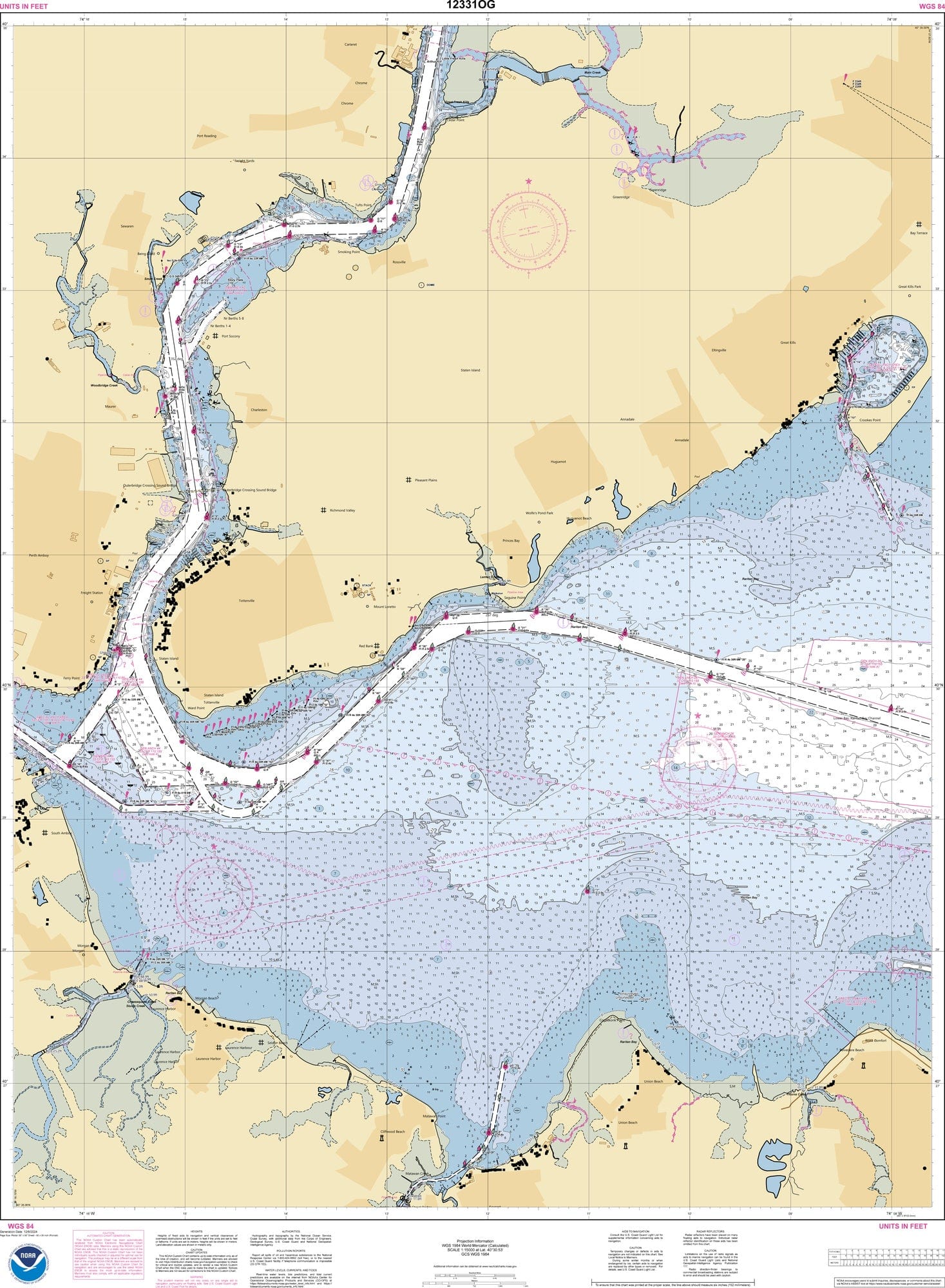NOAA Nautical Chart 12331: Raritan Bay and Southern Part of Arthur Kill