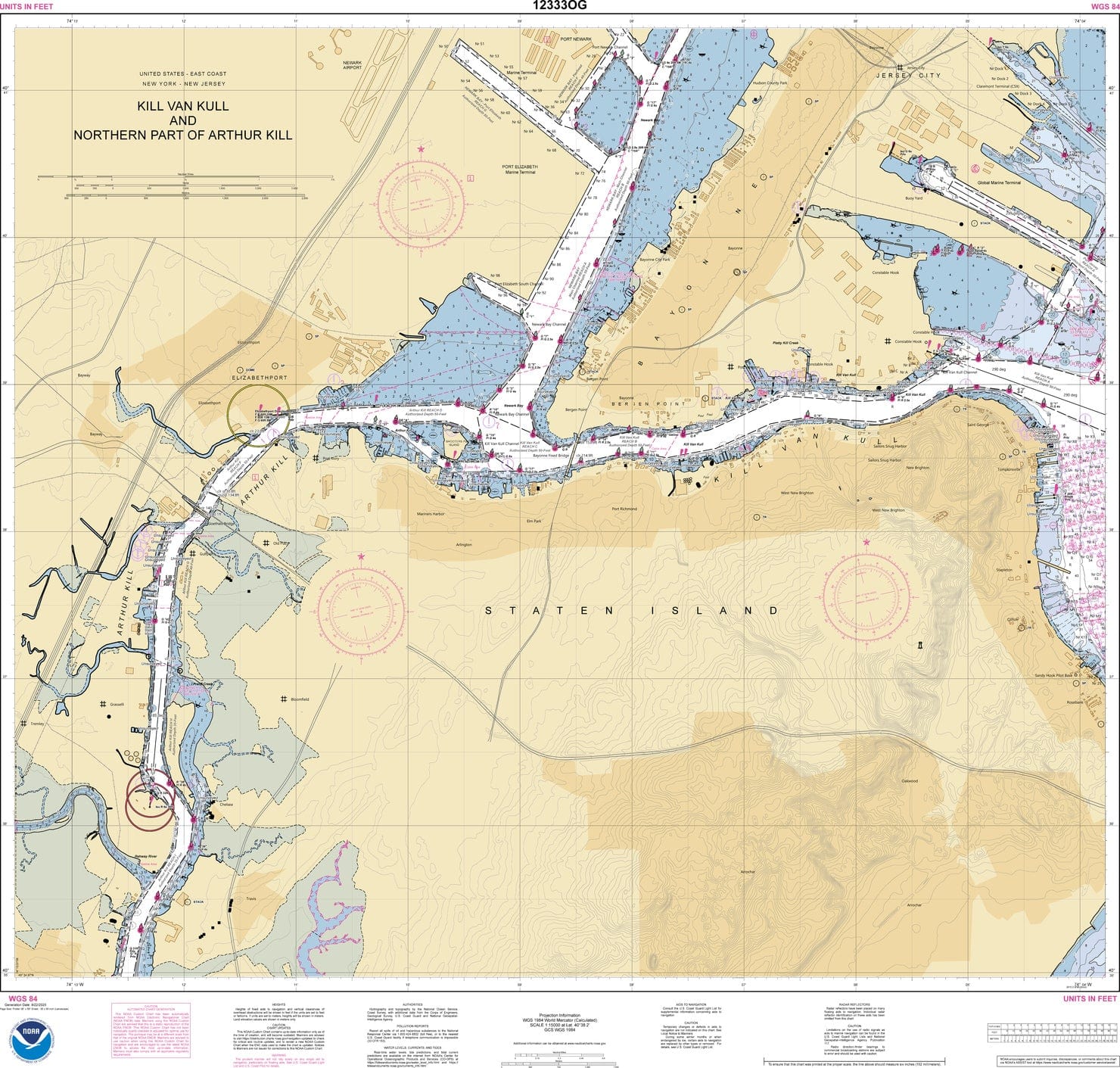 NOAA Nautical Chart 12333: Kill Van Kull and Northern Part of Arthur Kill