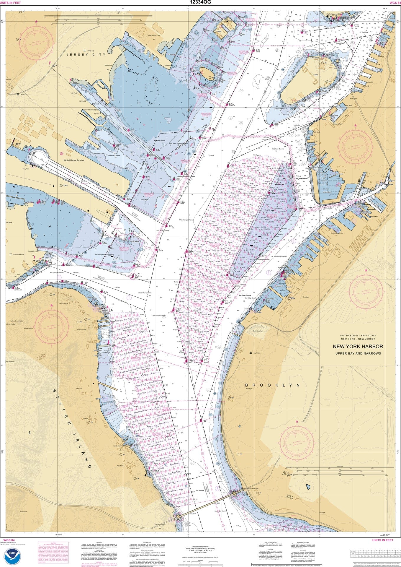 NOAA Nautical Chart 12334: New York Harbor Upper Bay and Narrows-Anchorage Chart