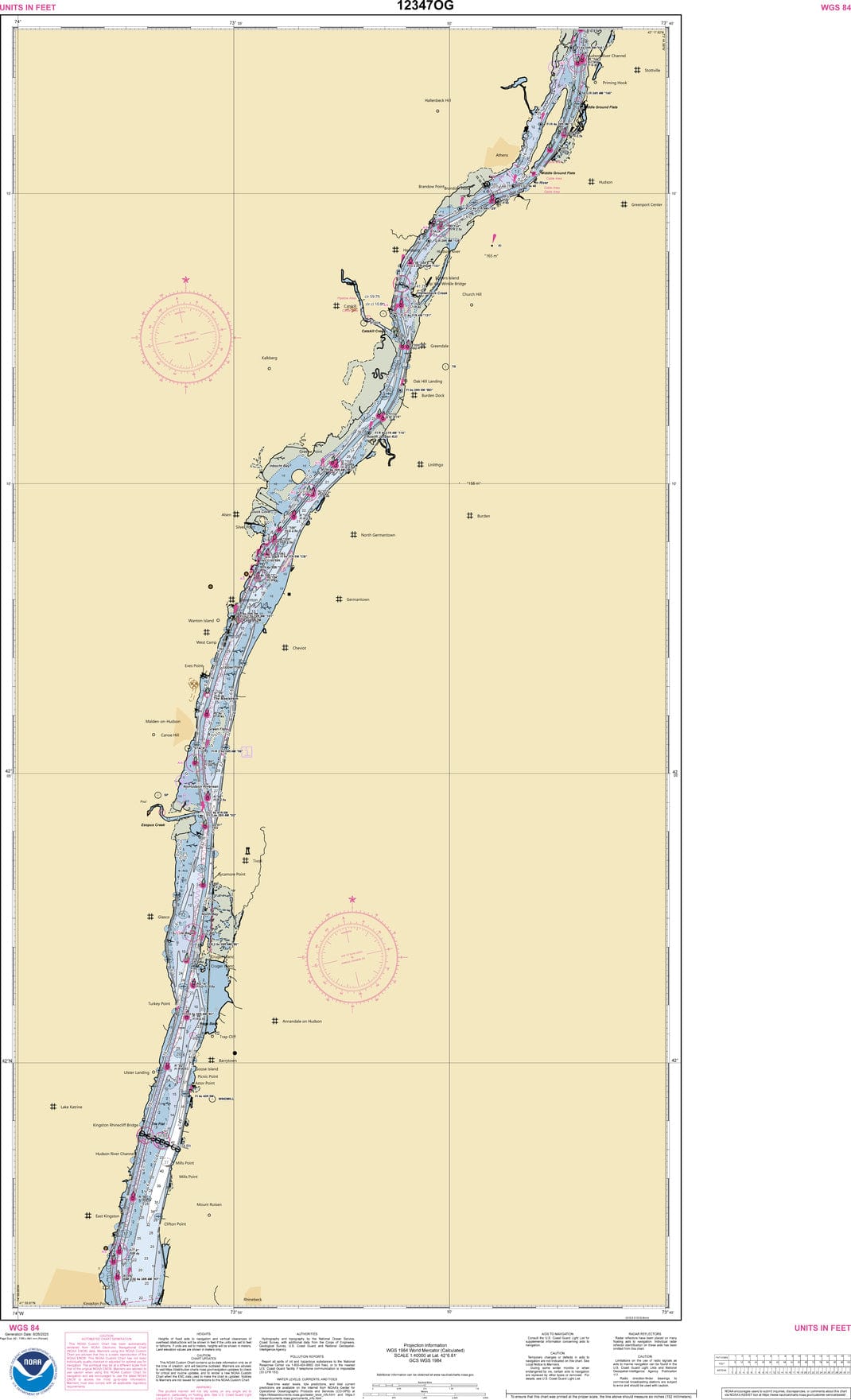 NOAA Nautical Chart 12347: Hudson River Wappinger Creek to Hudson