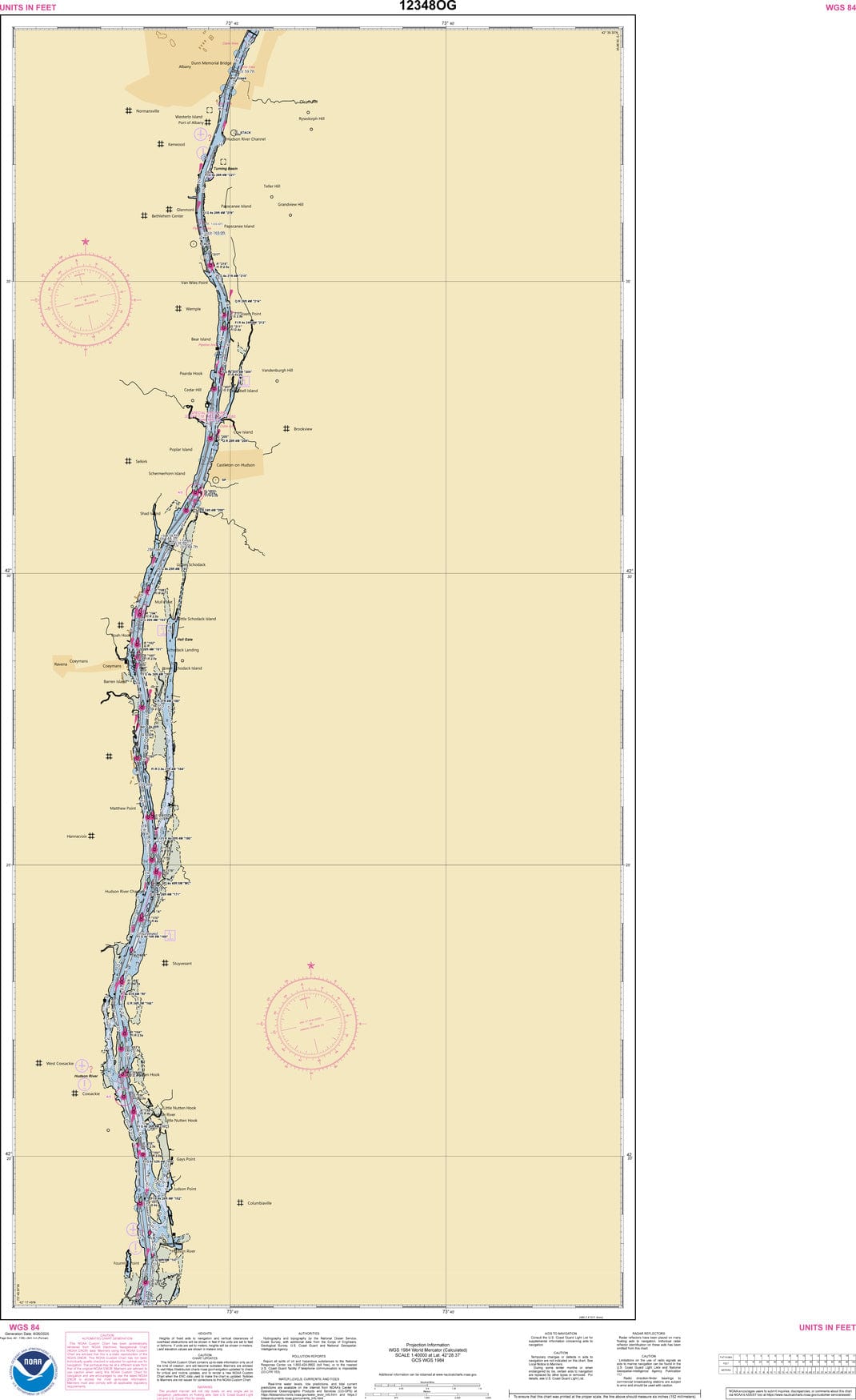 NOAA Nautical Chart 12348: Hudson River Coxsackie to Troy