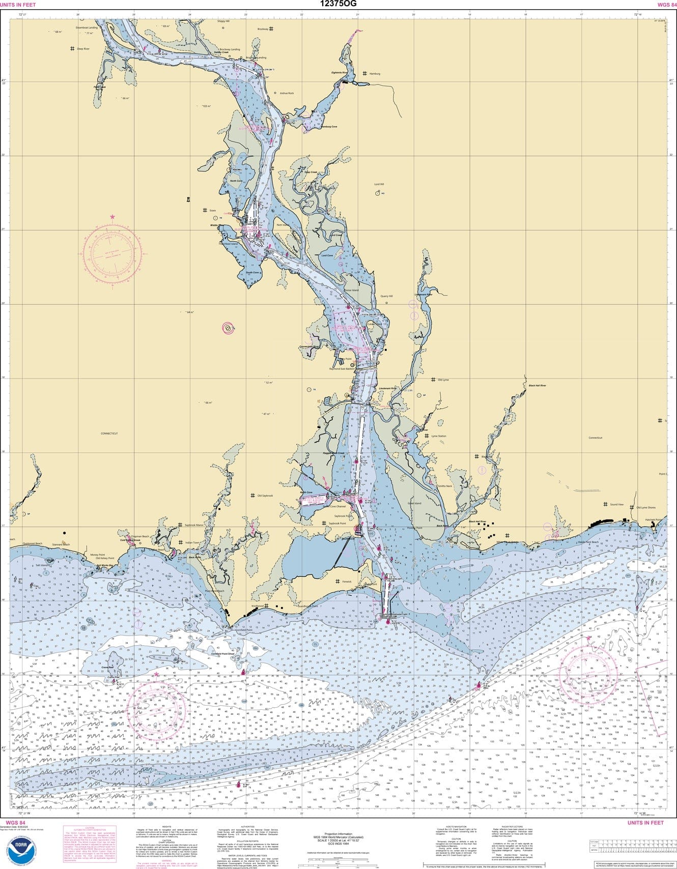 NOAA Nautical Chart 12375: Connecticut River Long lsland Sound to Deep River
