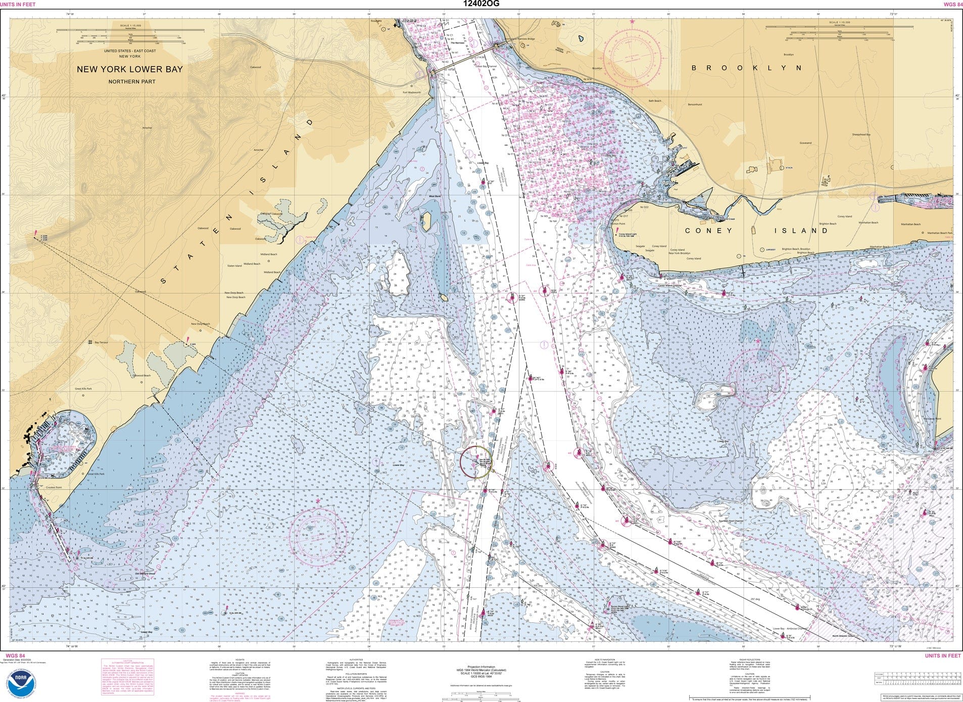 NOAA Nautical Chart 12402: New York Lower Bay Northern part