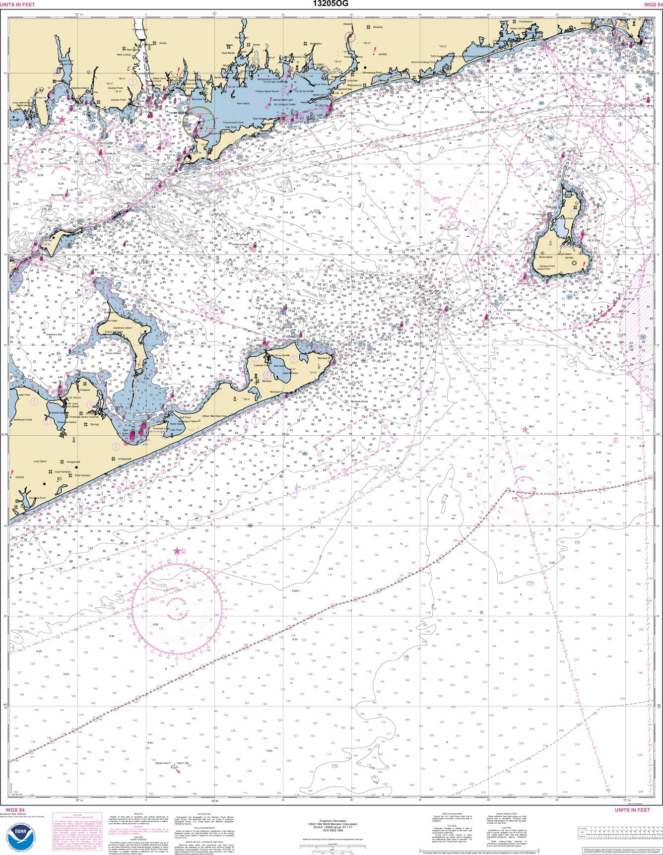 NOAA Chart 13205 Block Island Sound and Approaches Block Island Depth