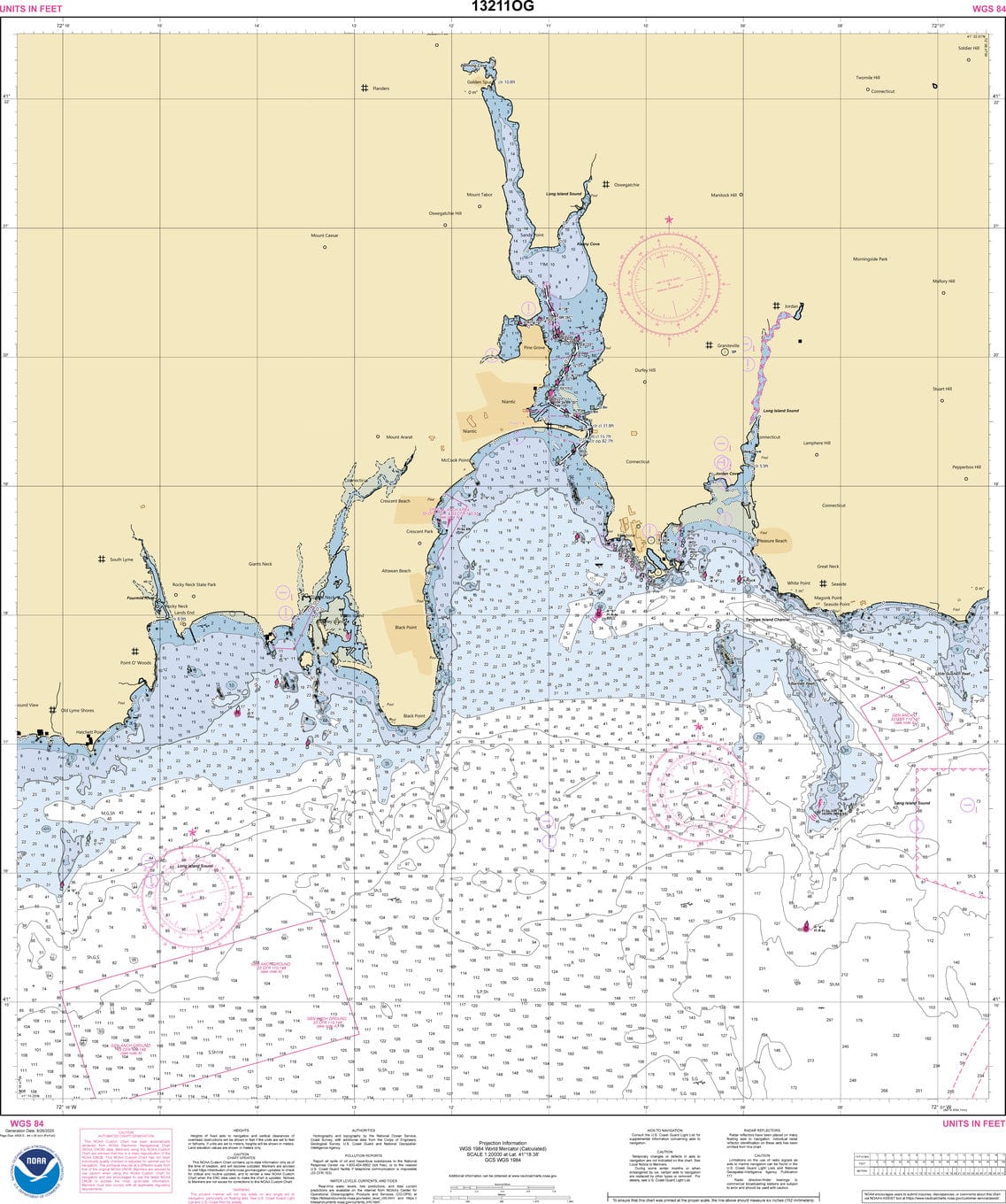 NOAA Nautical Chart 13211: North Shore of Long Island Sound Niantic Bay and Vicinity
