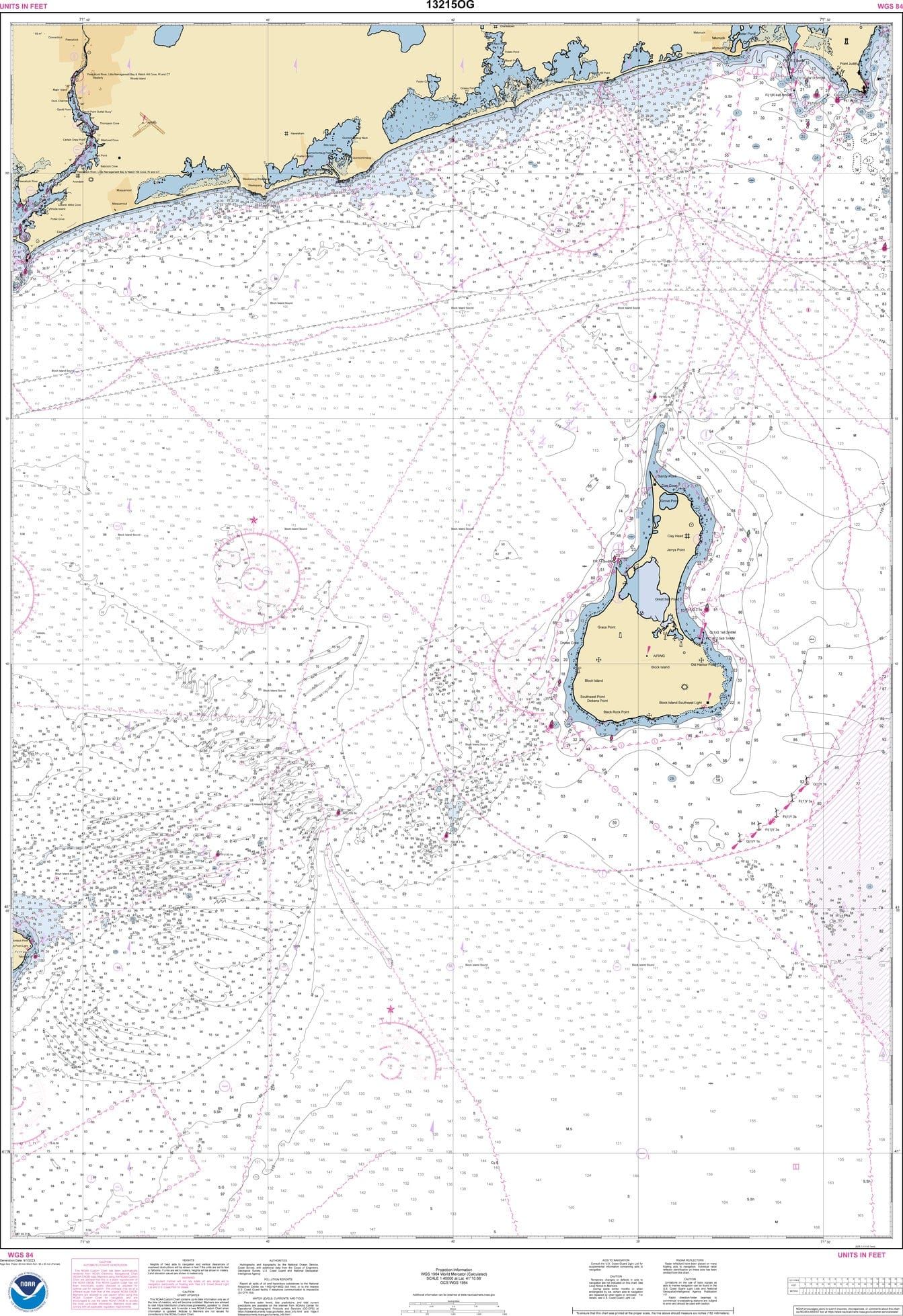 NOAA Nautical Chart 13215: Block Island Sound Point Judith to Montauk ...