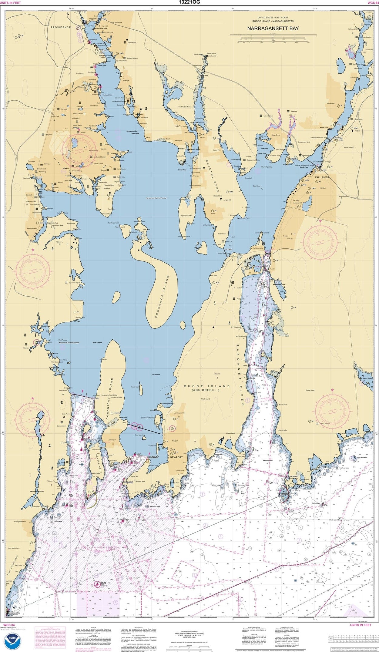 NOAA Narragansett Bay Nautical Chart 13221 NOAA Chart NOAA Map