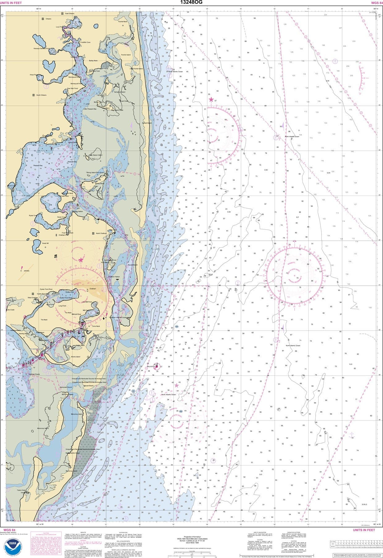 NOAA Nautical Chart 13248 Chatham Harbor and Pleasant Bay Amnautical