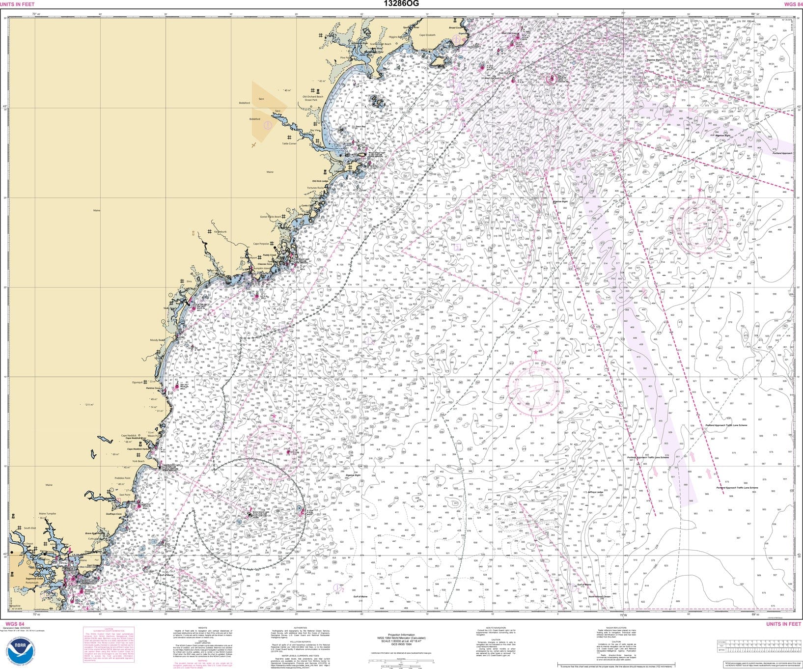NOAA Nautical Chart 13286: Cape Elizabeth to Portsmouth; Cape Porpoise Harbor; Wells Harbor; Kennebunk River; Perkins Cove