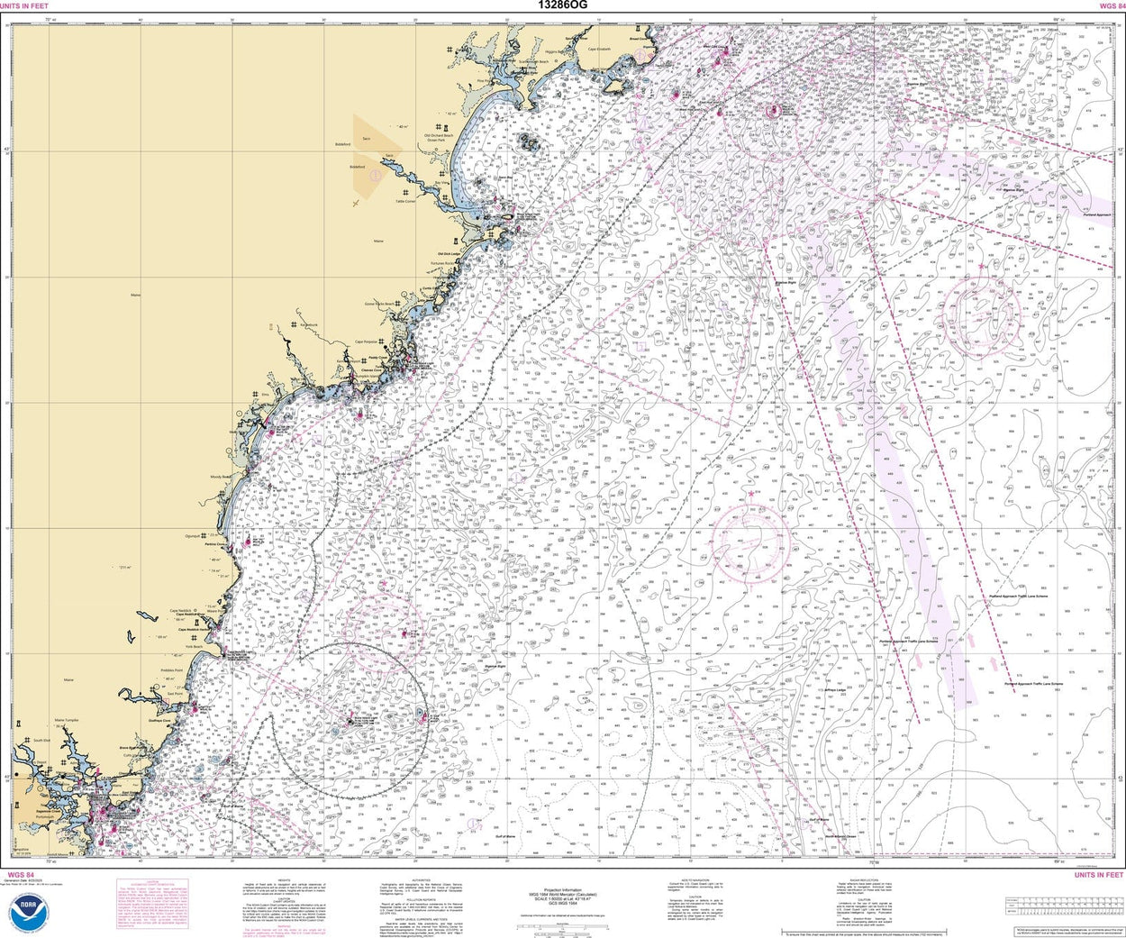 NOAA Nautical Chart 13286: Cape Elizabeth to Portsmouth; Cape Porpoise ...