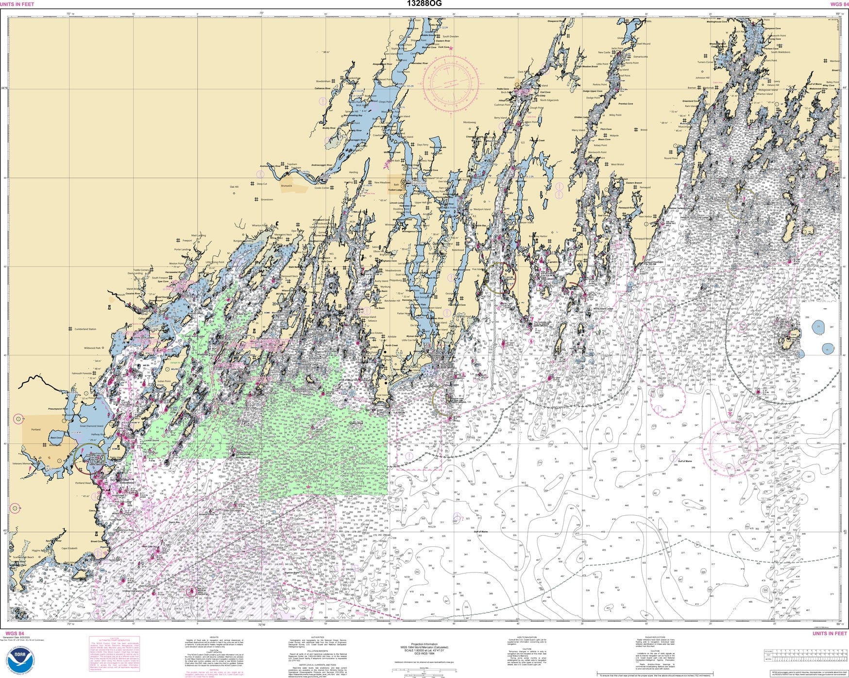 NOAA Nautical Chart 13288: Monhegan Island to Cape Elizabeth
