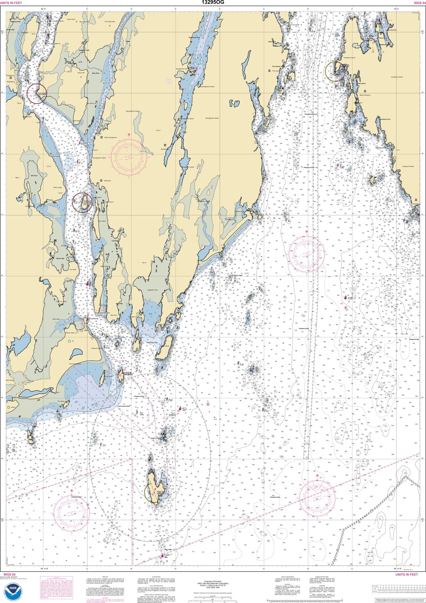NOAA Nautical Chart 13295: Kennebec and Sheepscot River Entrances