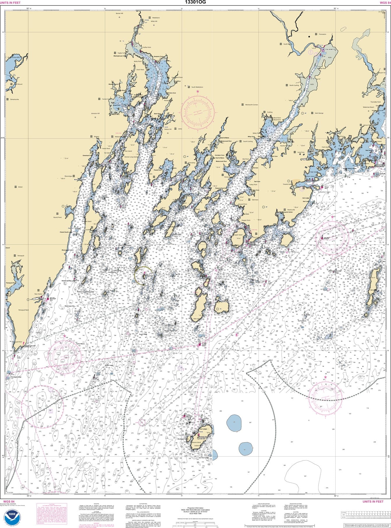 NOAA Nautical Chart 13301: Muscongus Bay; New Harbor; Thomaston