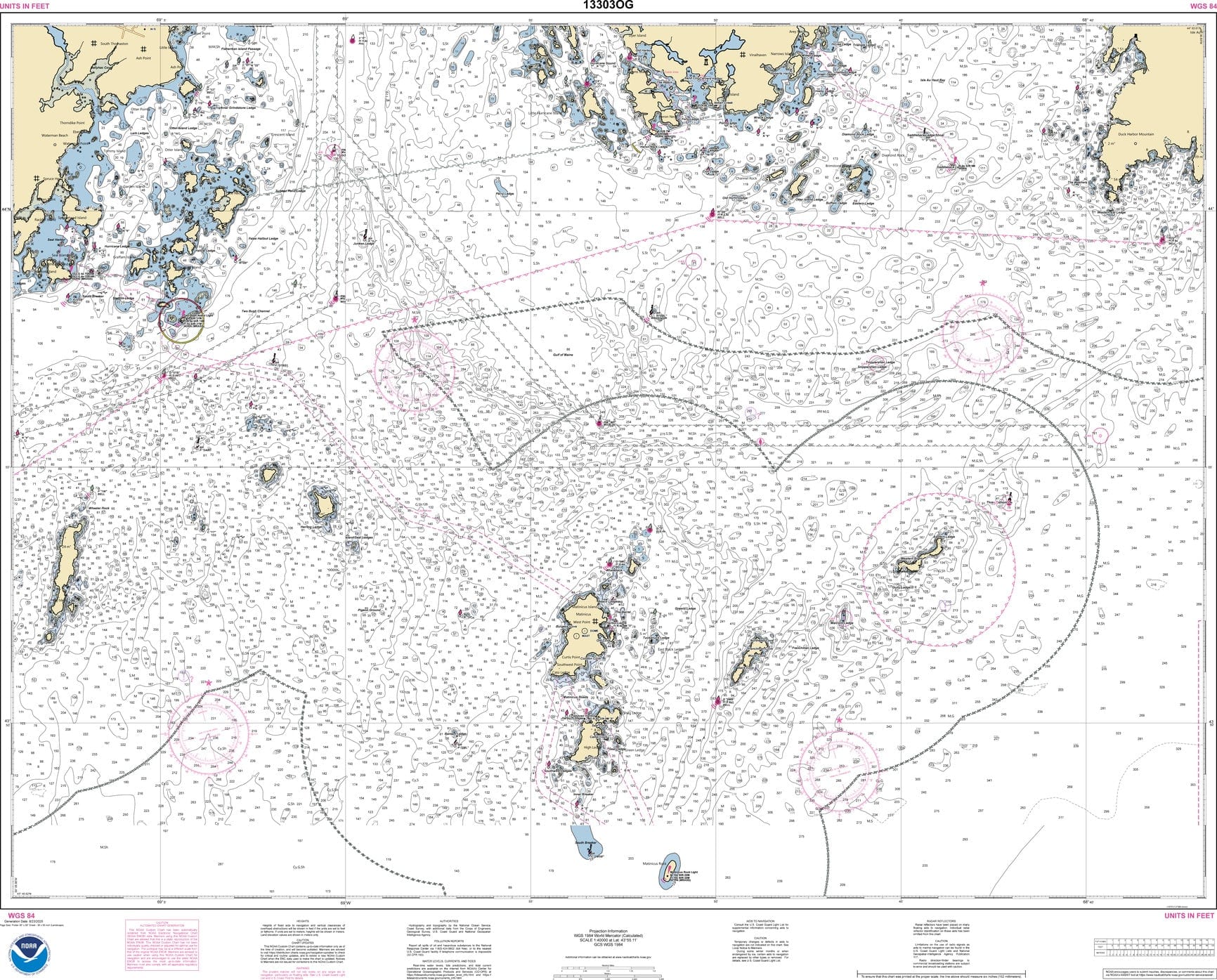 NOAA Nautical Chart 13303: Approaches to Penobscot Bay