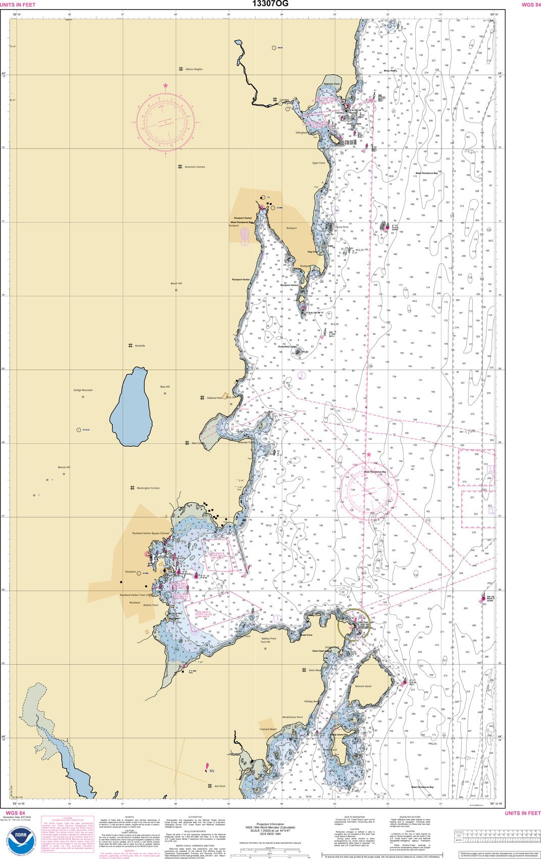 NOAA Nautical Chart 13307: Camden, Rockport and Rockland Harbors