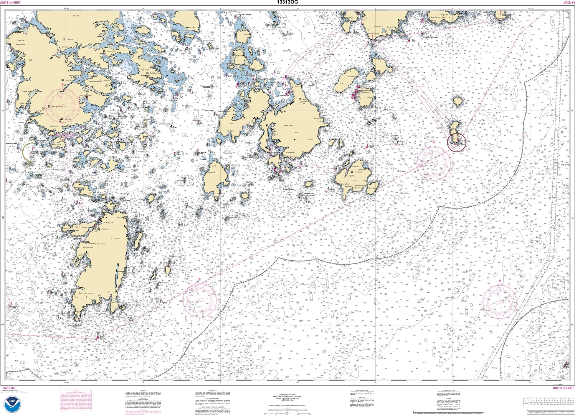 NOAA Nautical Chart 13313: Approaches to Blue Hill Bay