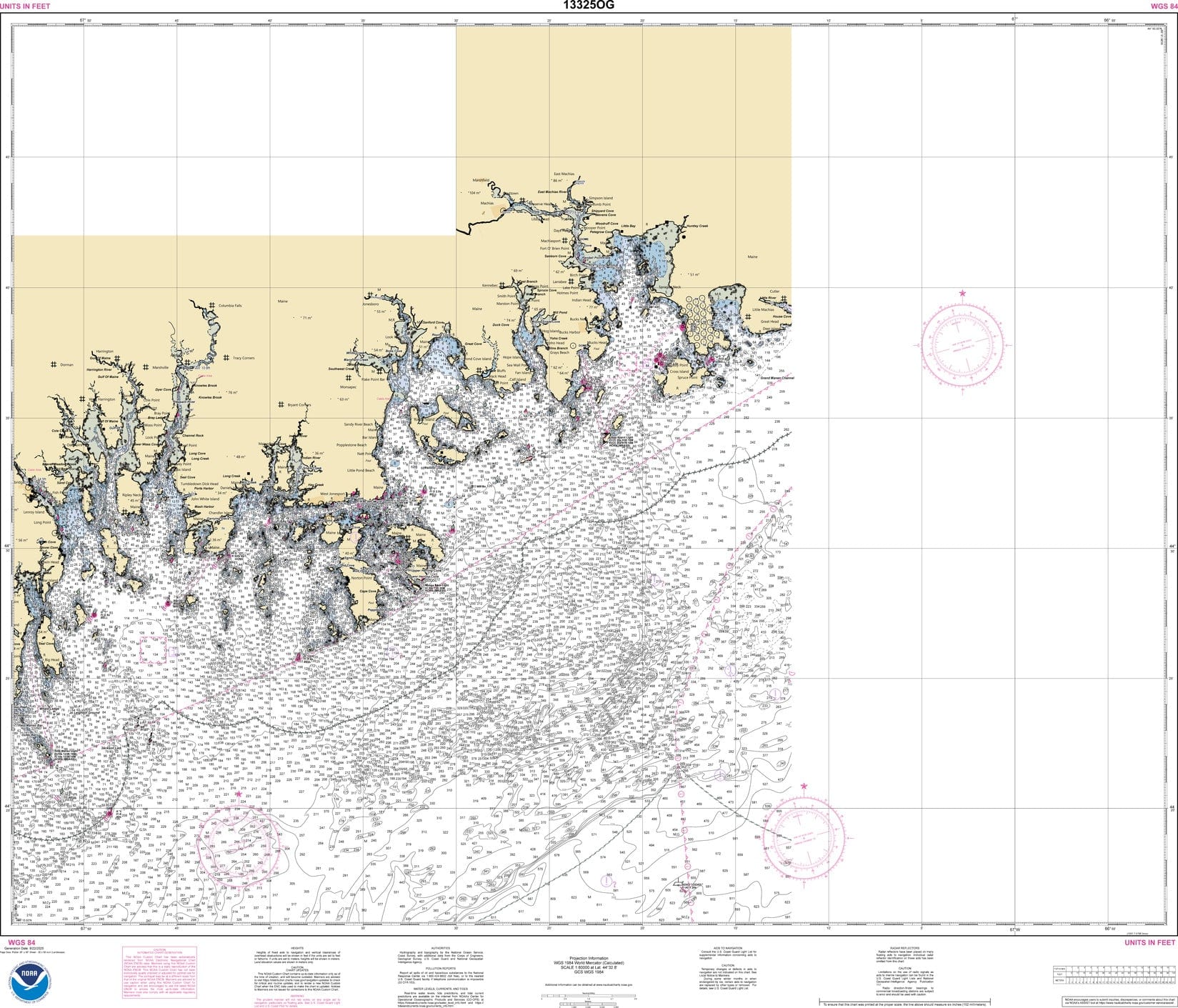 NOAA Nautical Chart 13325: Quaddy Narrows to Petit Manan lsland