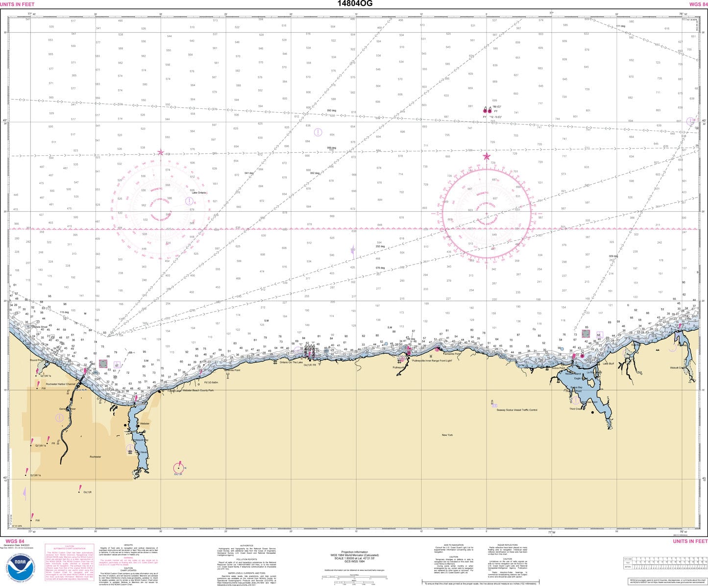 NOAA Nautical Chart 14804: Port Bay to Long Pond;Port Bay Harbor;Irondequoit Bay