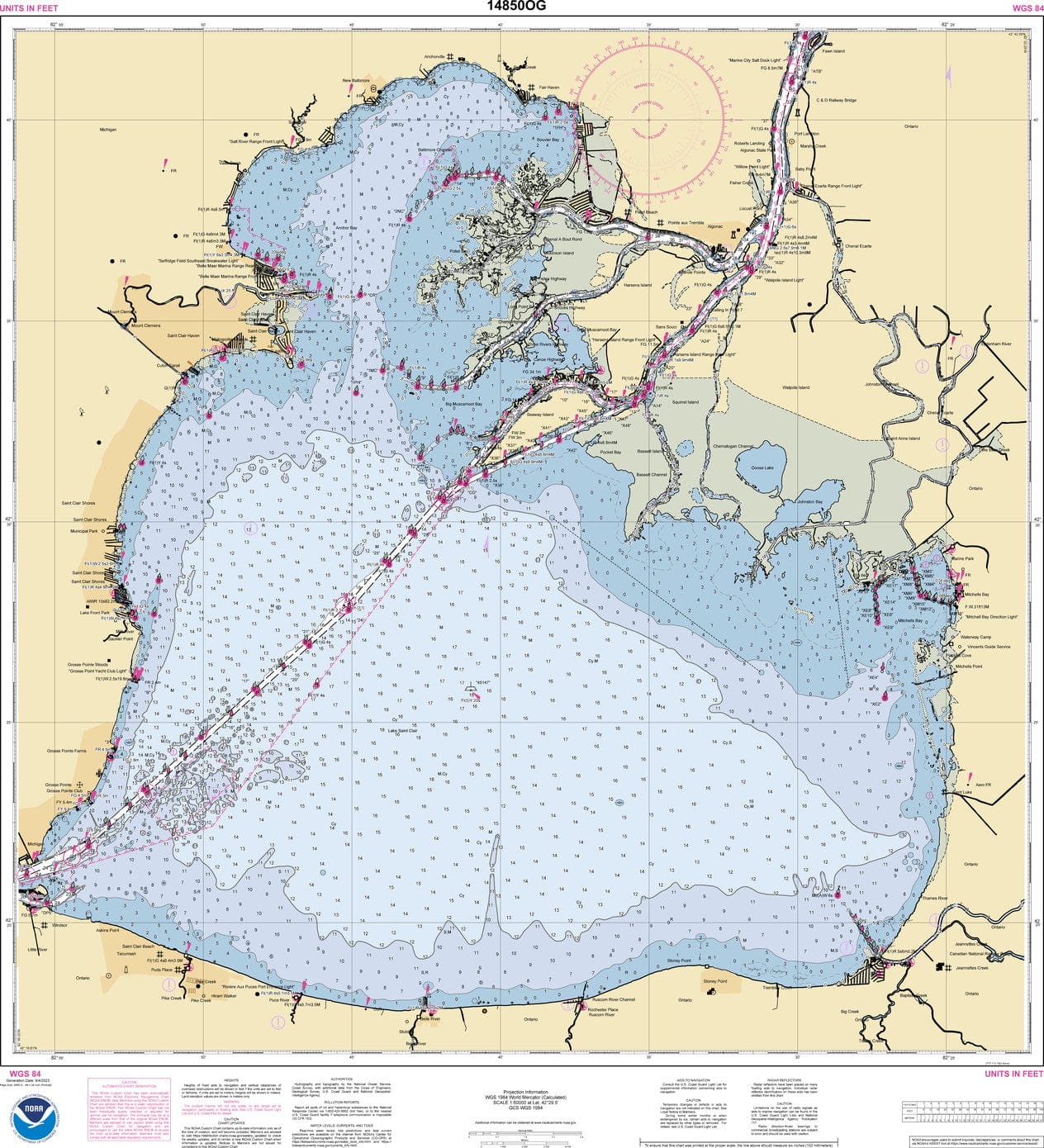 NOAA Nautical Chart 14850 Lake St. Clair Amnautical