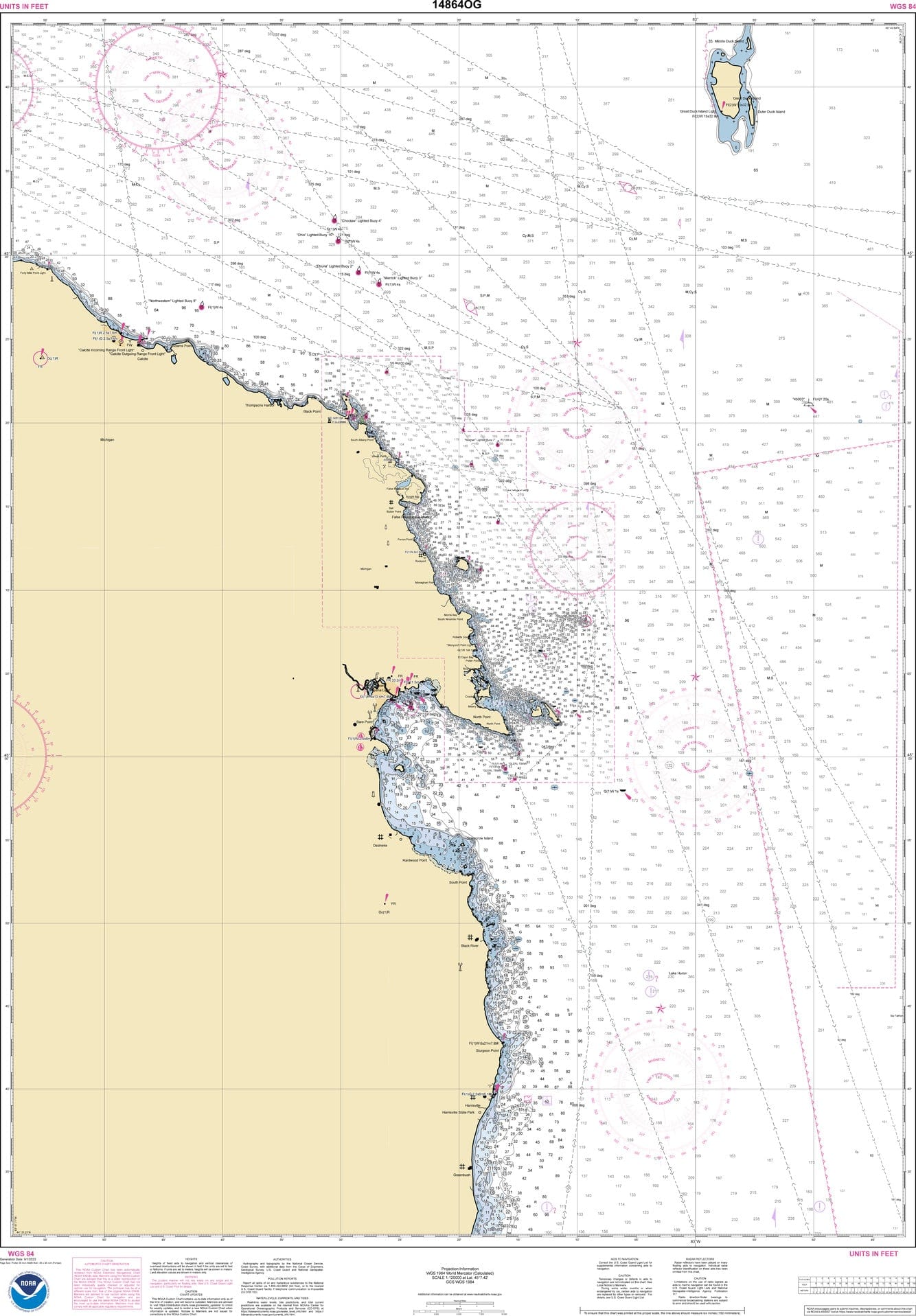 NOAA Nautical Chart 14864: Harrisville to Forty Mile Point; Harrisvill ...