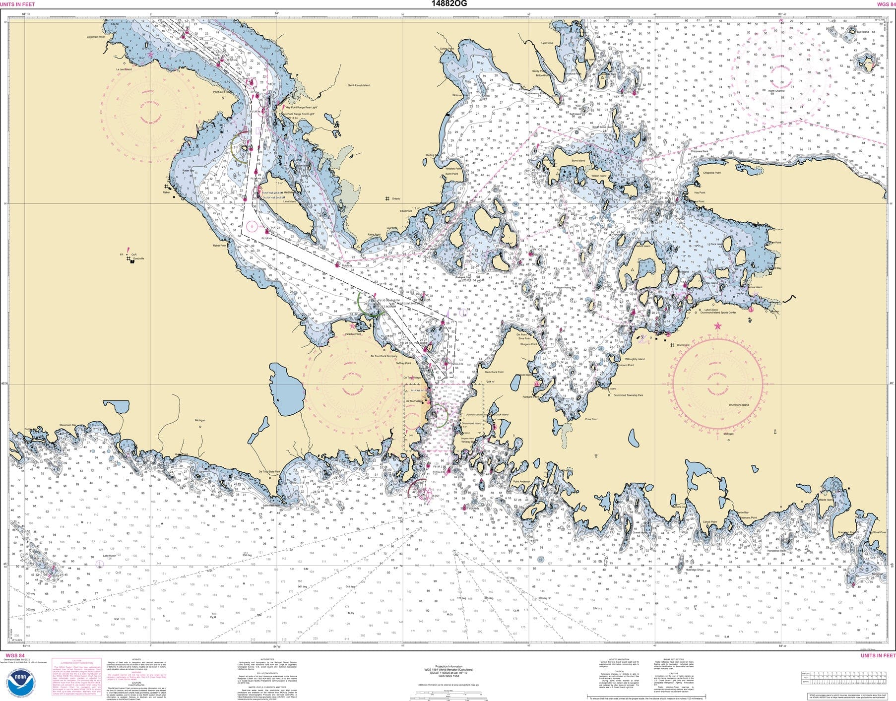 NOAA Nautical Chart 14882: St. Mars River - Detour Passage to Munuscong Lake;Det