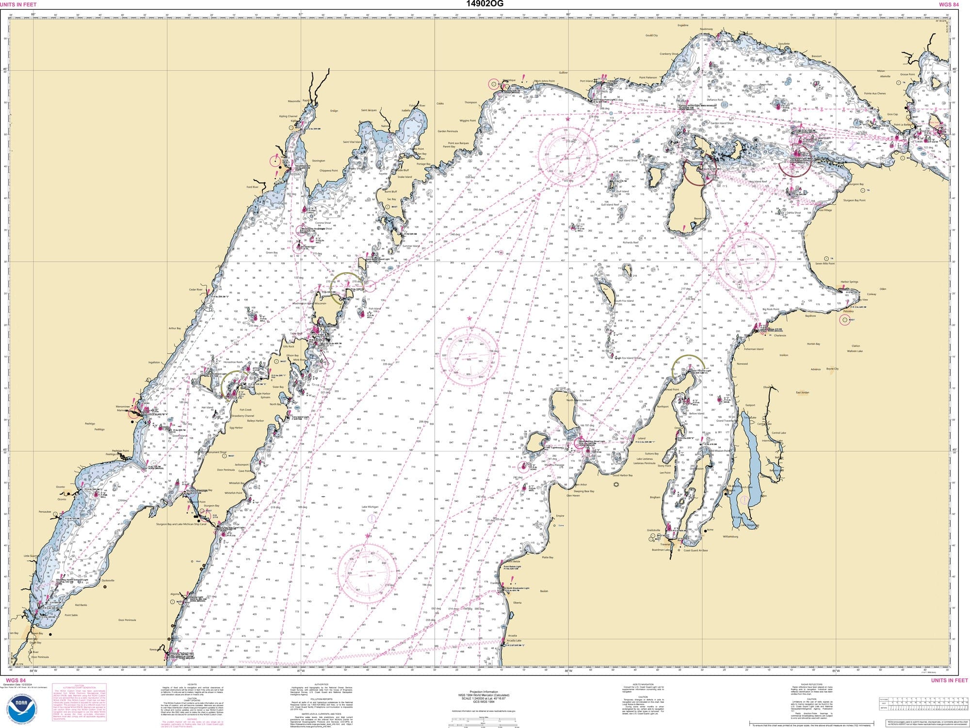 NOAA Nautical Chart 14902: North end of Lake Michigan, including Green Bay