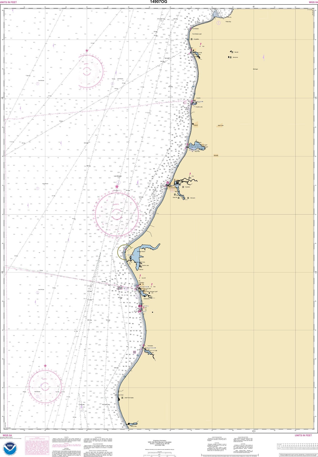 NOAA Nautical Chart 14907: Stony Lake to Point Betsie;Pentwater;Arcadia;Frankfort