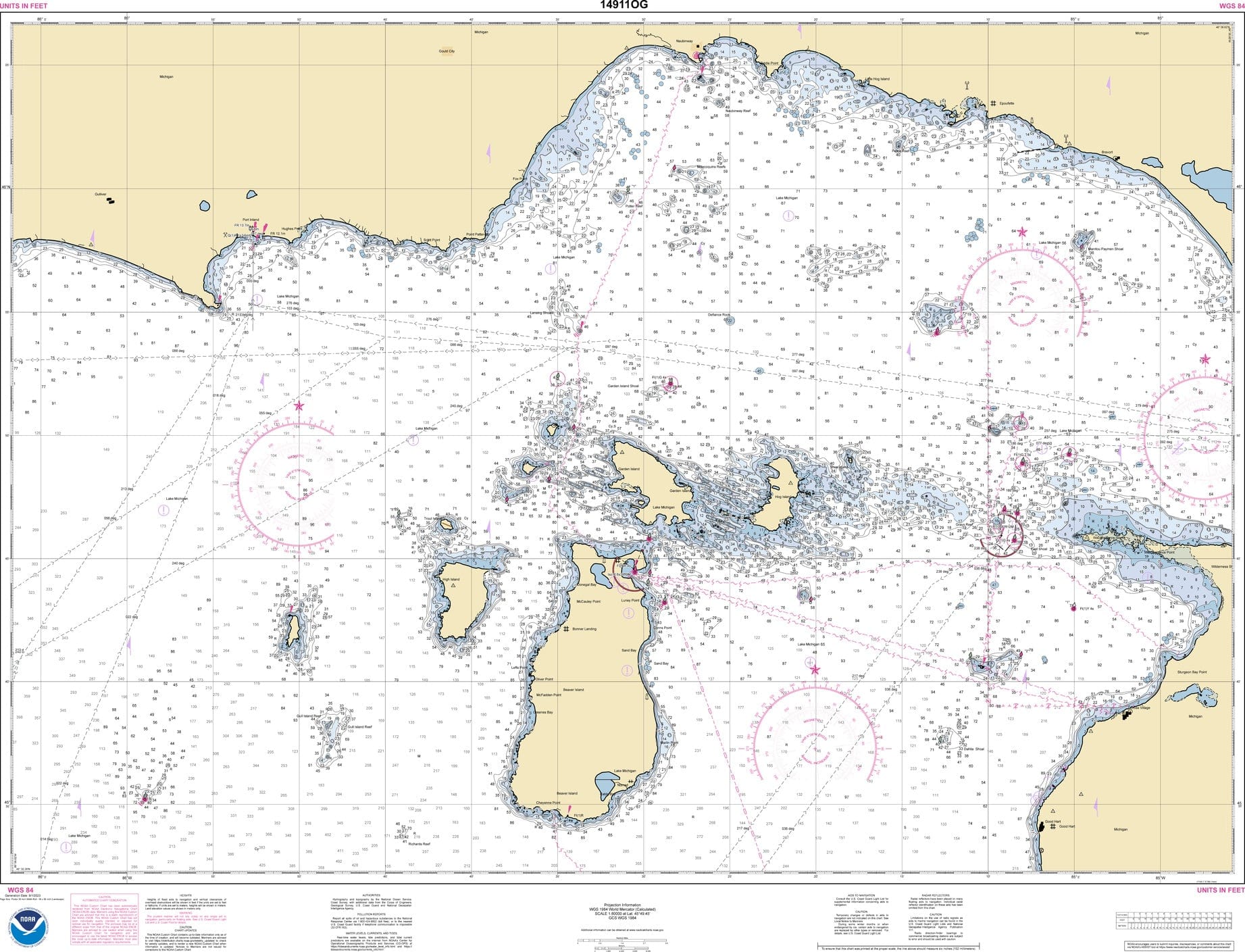 NOAA Nautical Chart 14911: Waugoshance Point to Seul Choix Point, including Beaver Island Group;Port Inland;Beaver Harbor