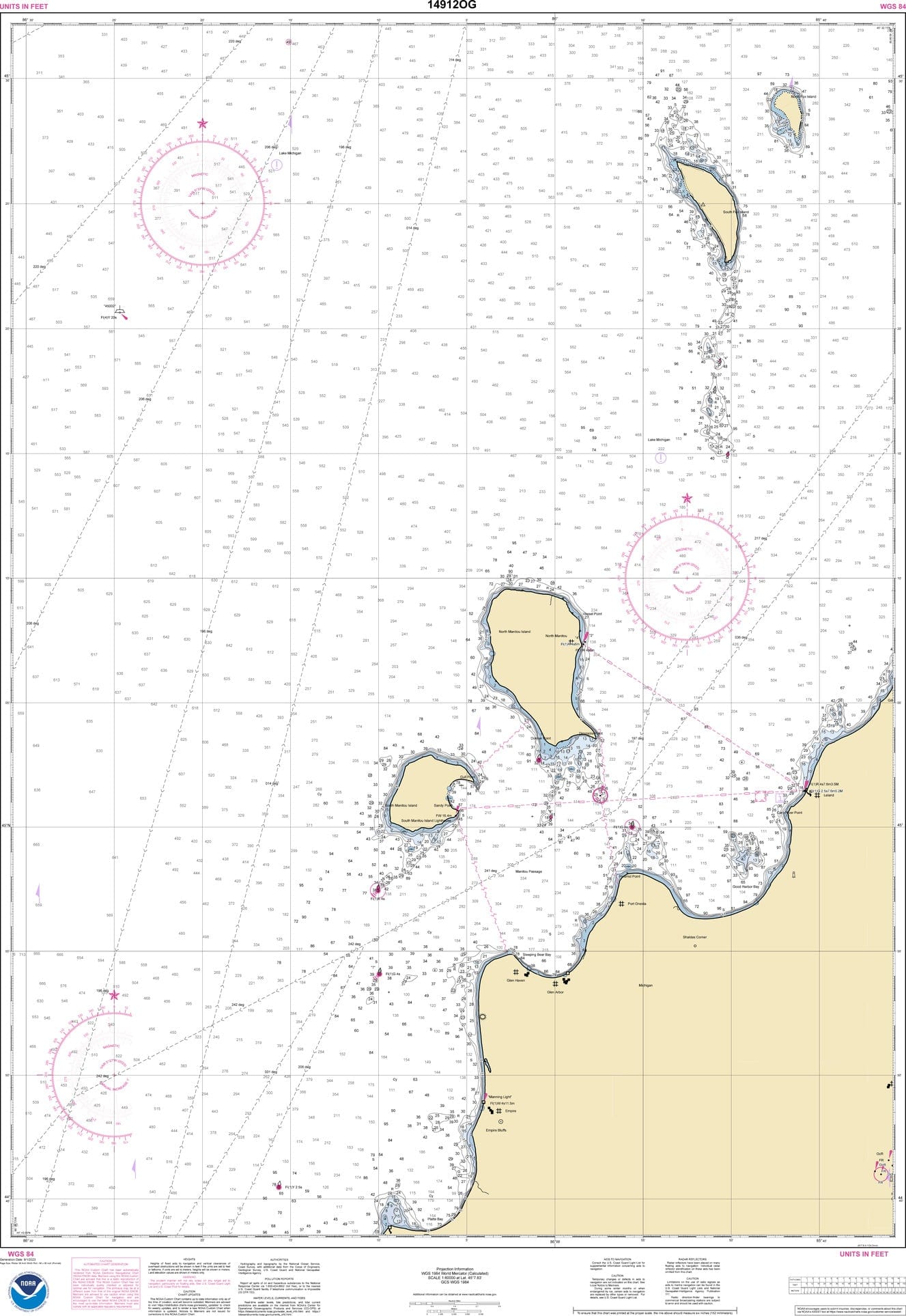 NOAA Nautical Chart 14912: Platte Bay to Leland;Leland;South Manitou Harbor