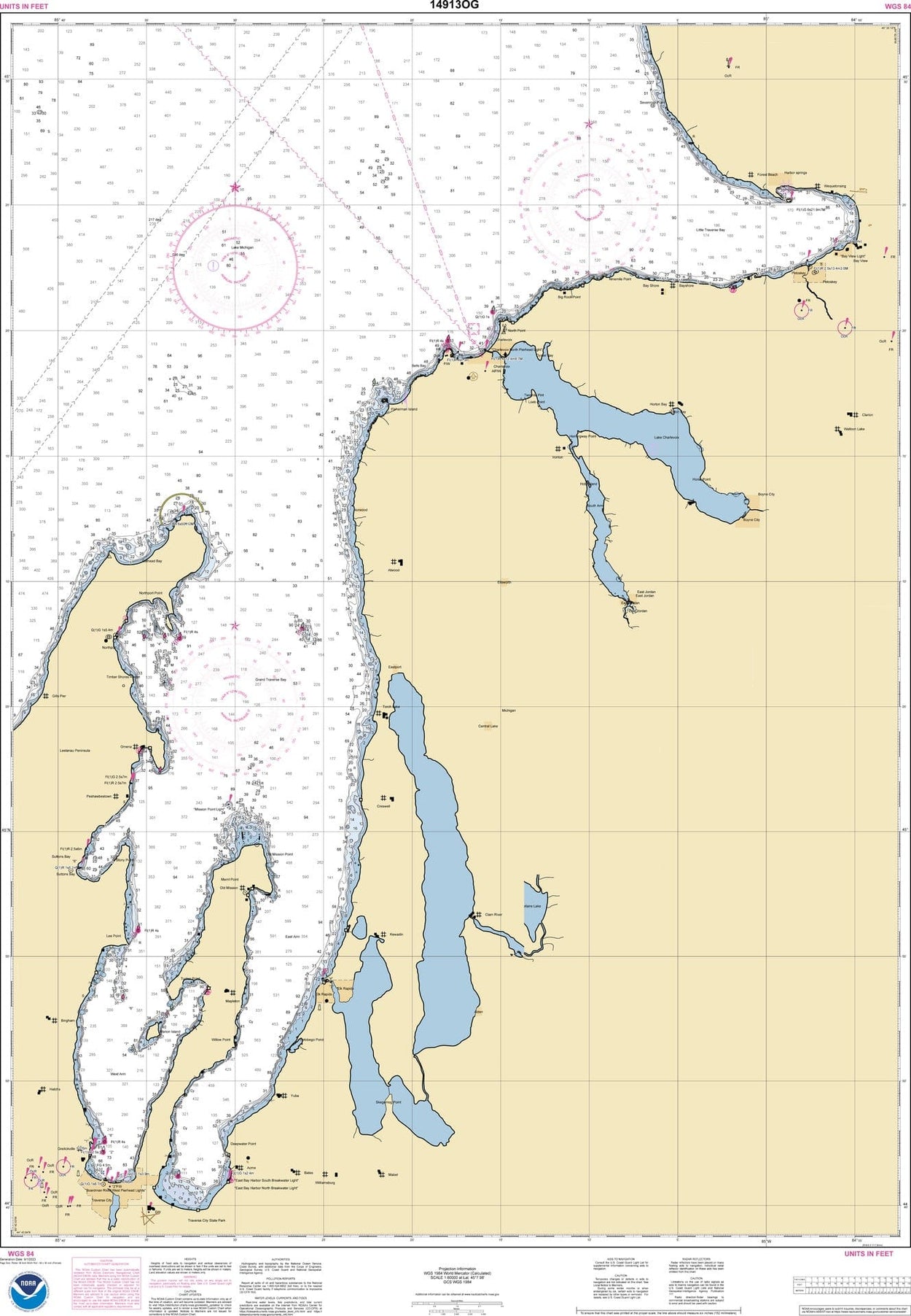 NOAA Nautical Chart 14913 Grand Traverse Bay to Little Traverse Bay