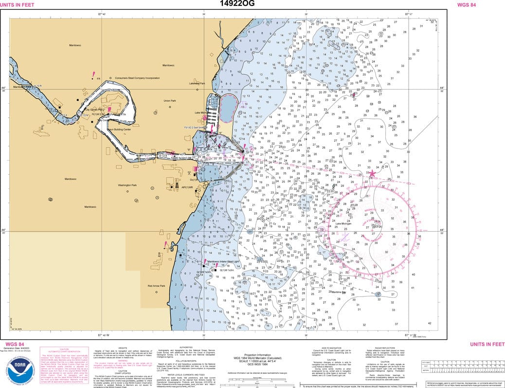 NOAA Nautical Chart 14922: Manitowoc and Sheboygan